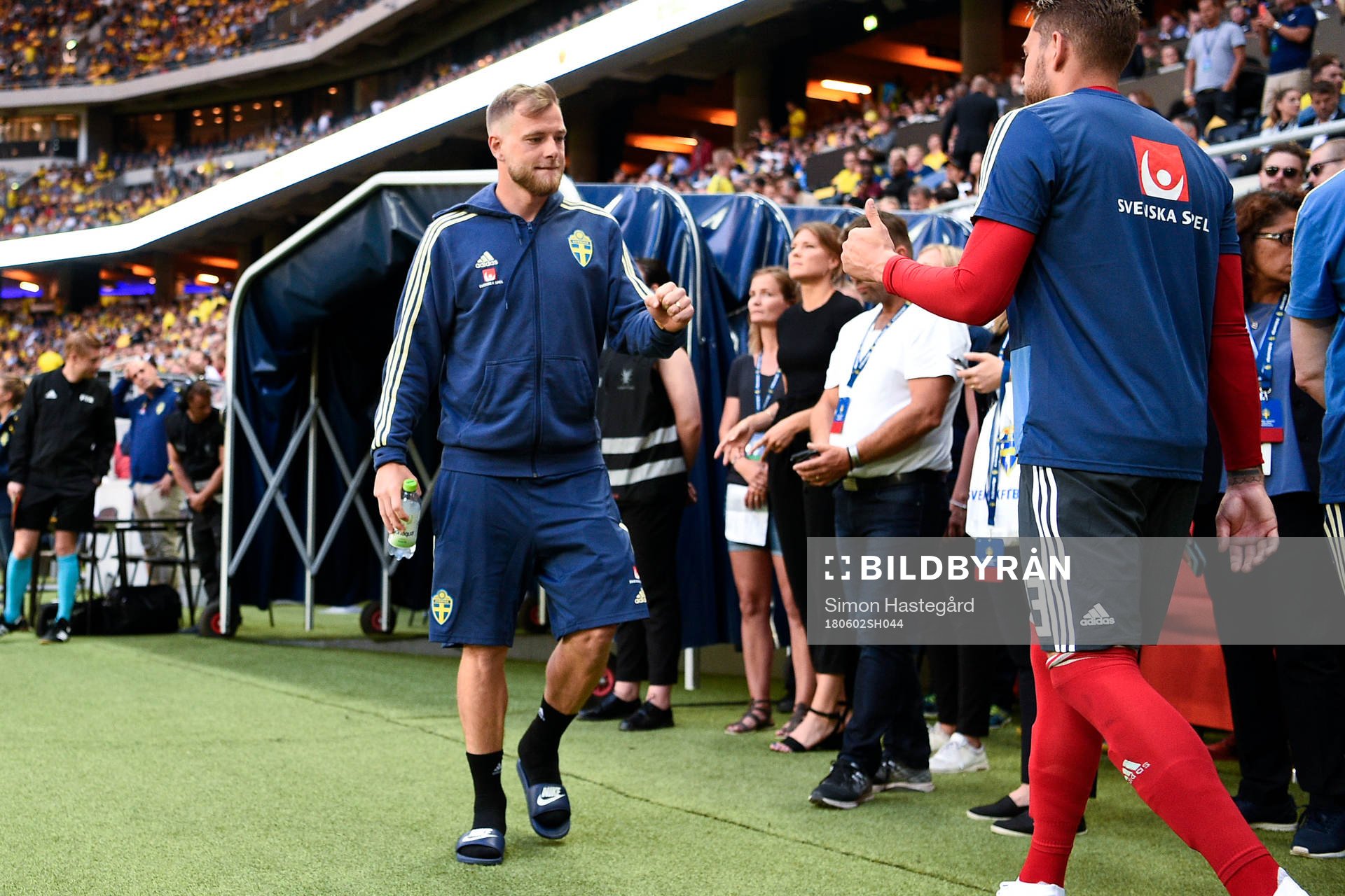Sveriges John Guidetti innan träningslandskampen i fotboll