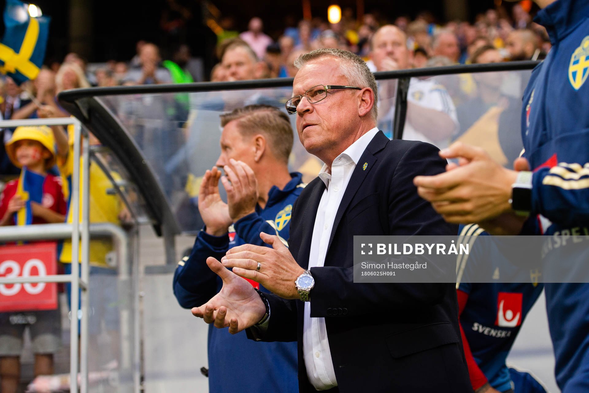 Sveriges förbundskapten Janne Andersson före  träningslandskampen i fotboll mellan Sverige och Danmark den 2 juni 2018 i Stockholm.