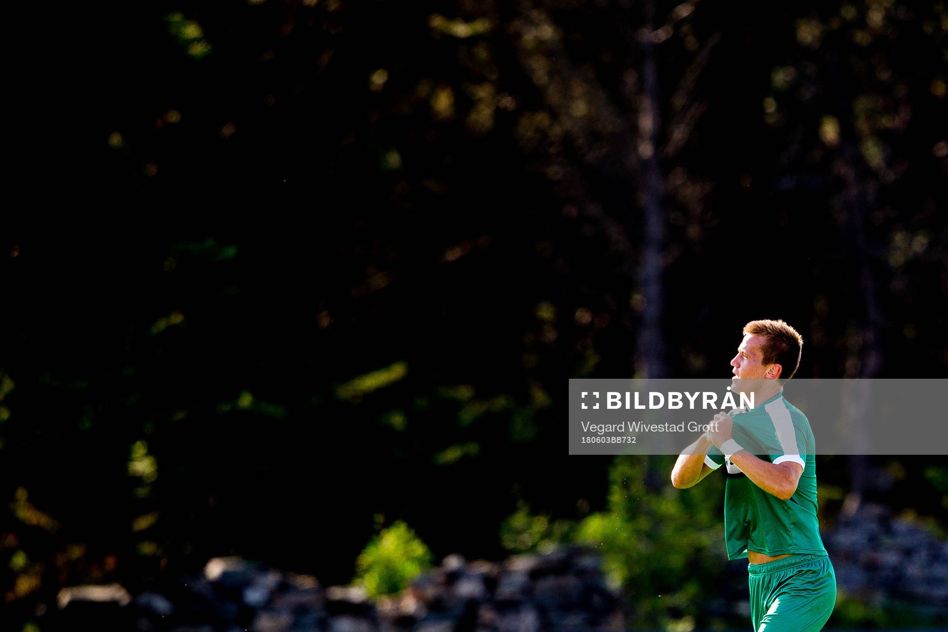 Ståle Steen Sæthre of Nest-Sotra celebrates scoring 1-0 during the OBOS-ligaen match between Nest-Sotra and Aalesund on June 3, 2018 in Ågotnes.
