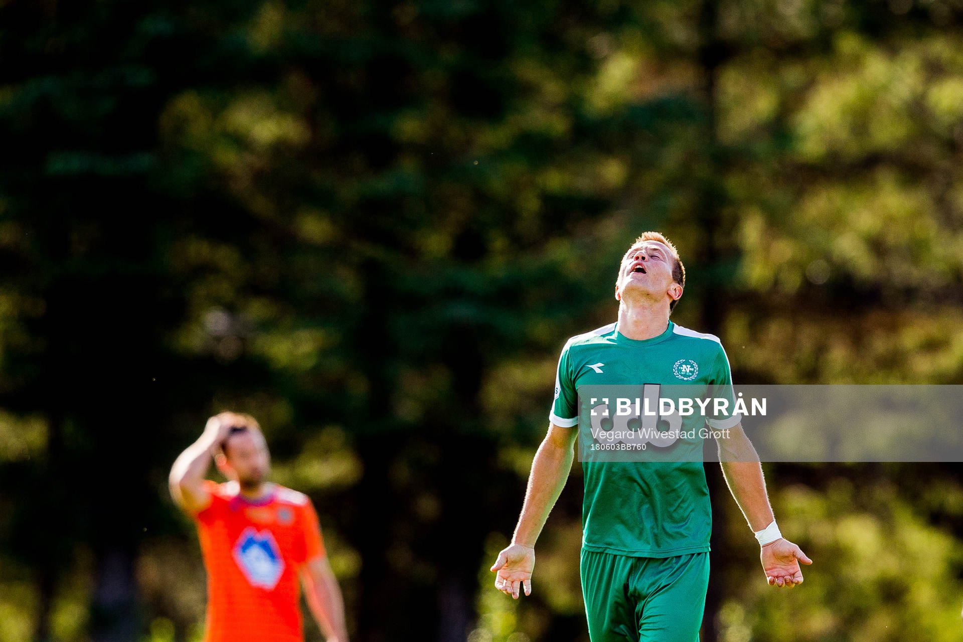 Ståle Steen Sæthre of Nest-Sotra celebrates scoring 1-0 during the OBOS-ligaen match between Nest-Sotra and Aalesund on June 3, 2018 in Ågotnes.