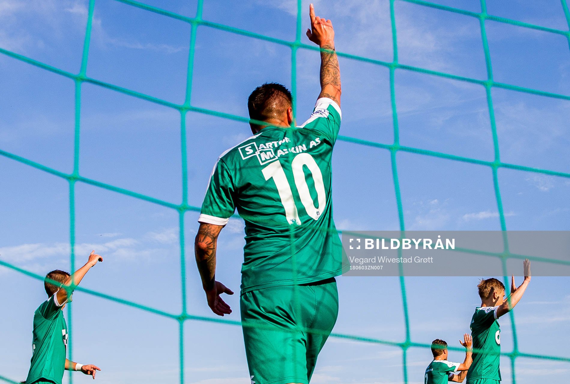 Alexander Dang of Nest-Sotra saves the ball on the line during the OBOS-ligaen match between Nest-Sotra and Aalesund on June 3, 2018 in Ågotnes.