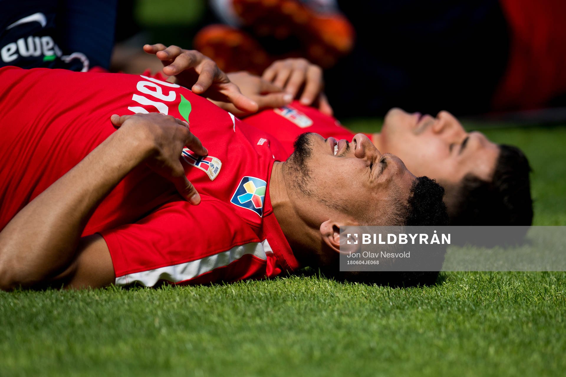 Bjørn Maars Johnsen and Tarik Elyounoussi of Norway