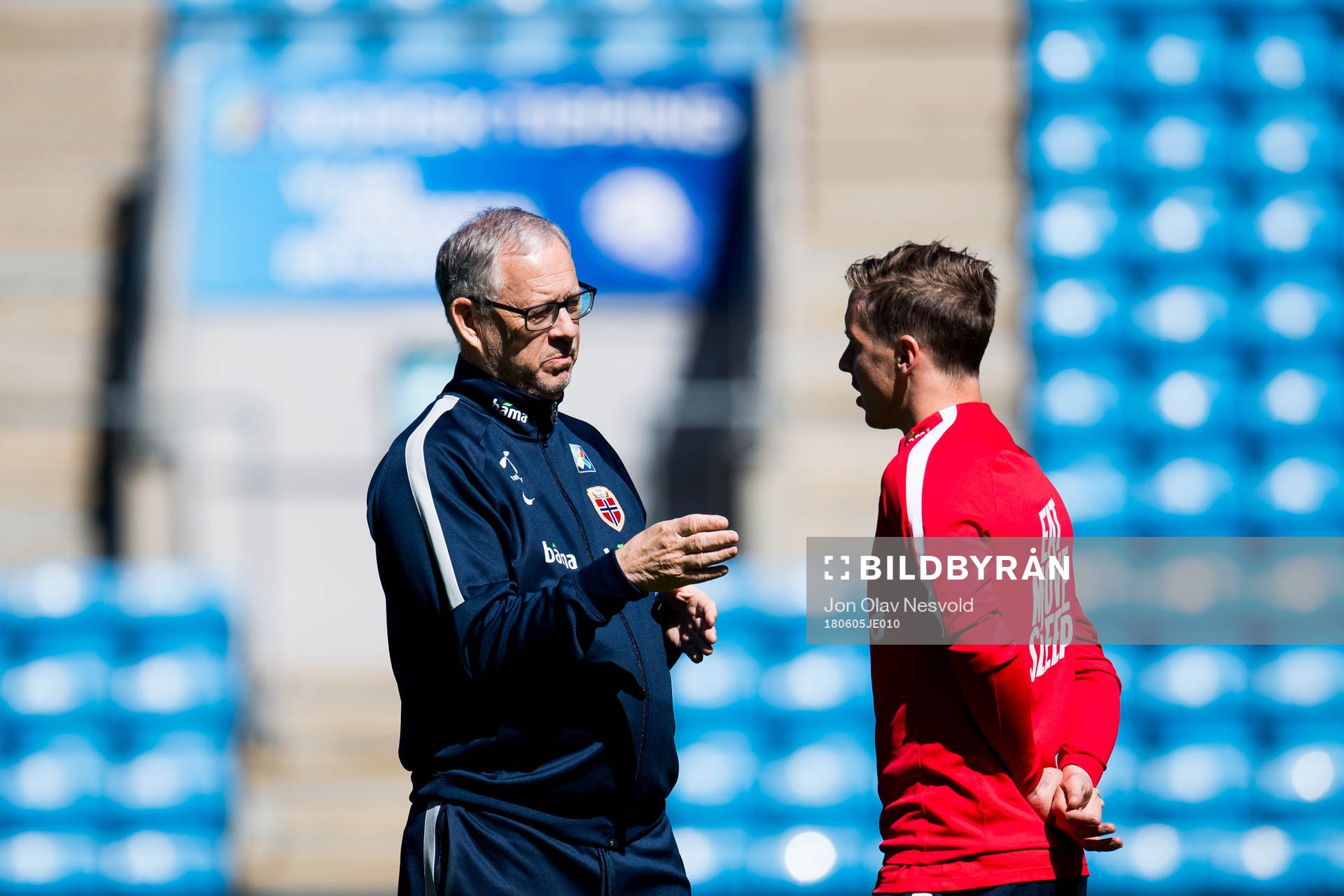 Lars Lagerbäck, head coach of Norway, and Stefan Johansen
