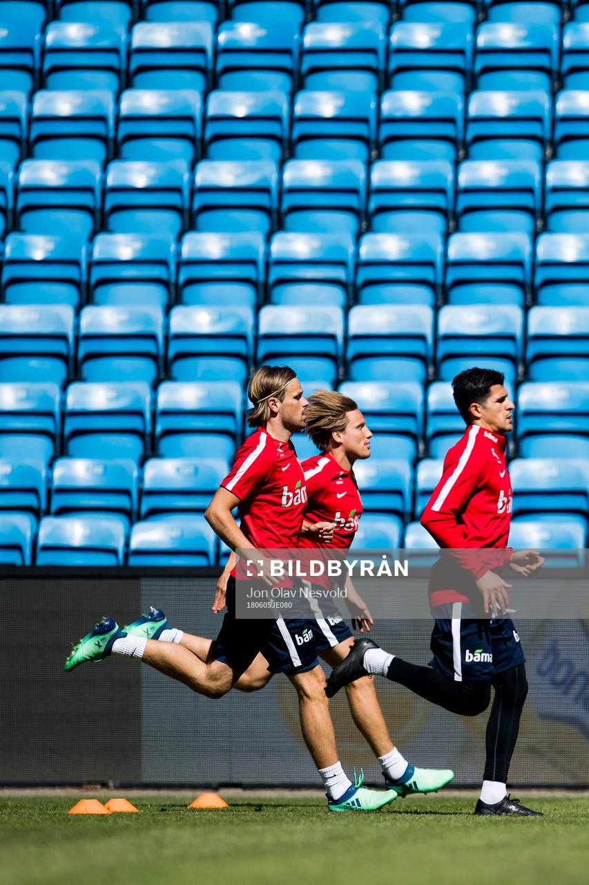 Iver Fossum, Jonas Svensson and Tarik Elyounoussi of Norway
