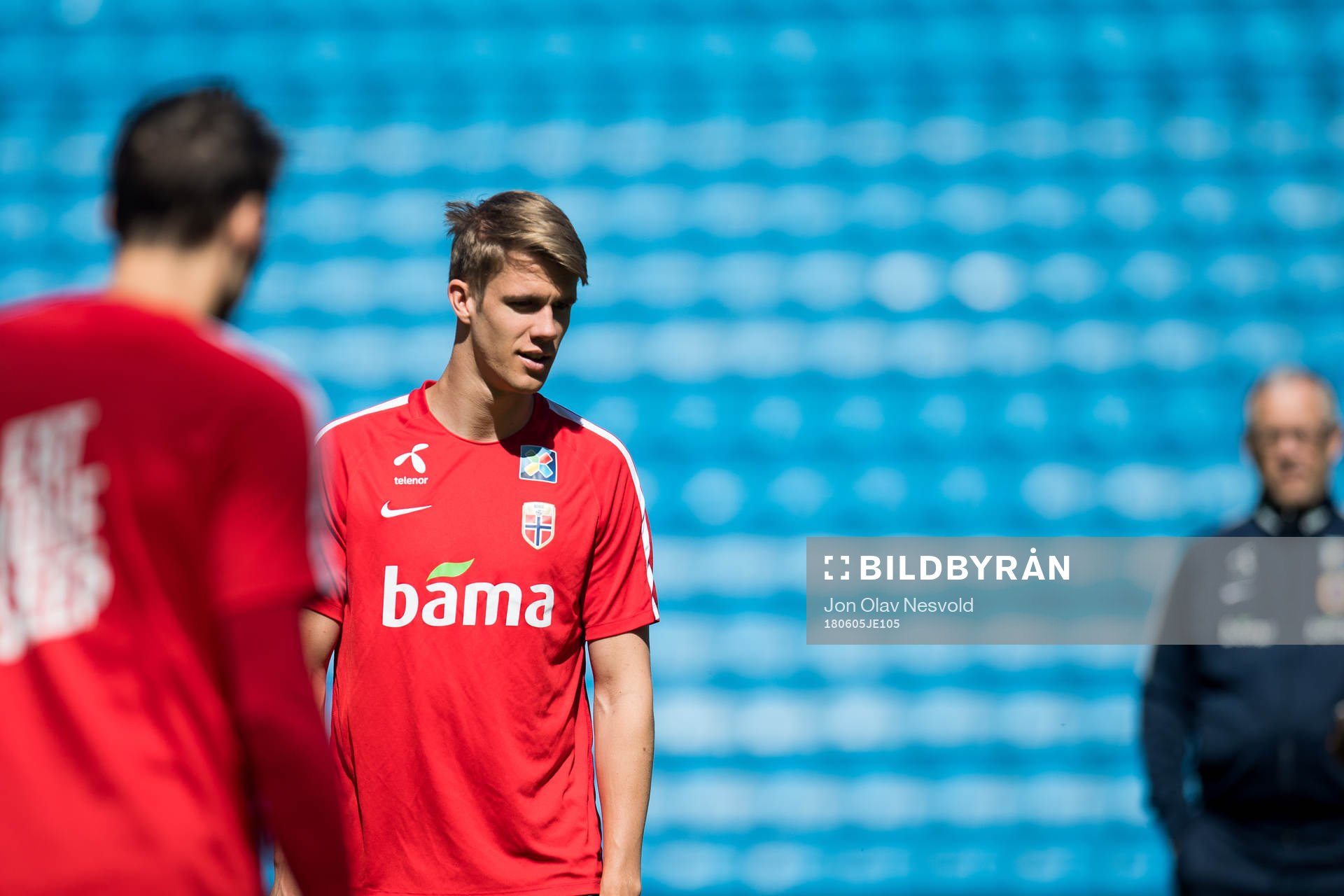 Kristoffer Ajer of Norway and Lars Lagerbäck, head coach
