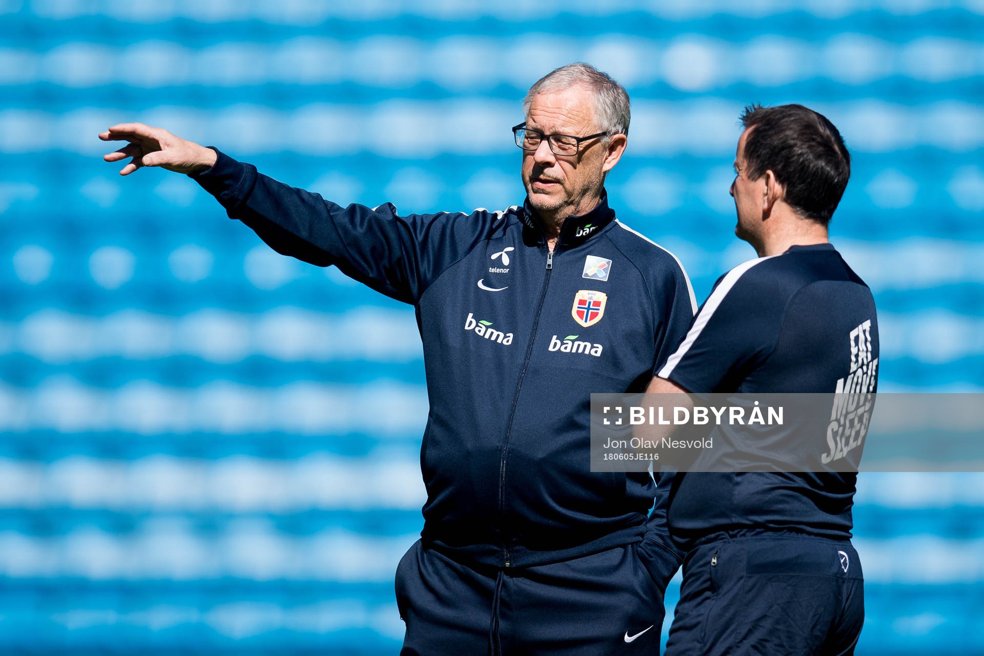 Lars Lagerbäck, head coach of Norway, and Per Joar Hansen,