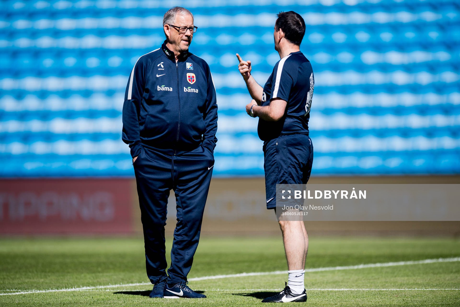 Lars Lagerbäck, head coach of Norway, and Per Joar Hansen,