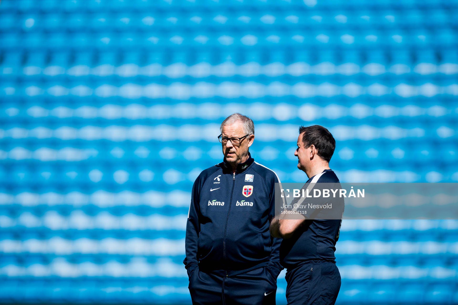 Lars Lagerbäck, head coach of Norway, and Per Joar Hansen,