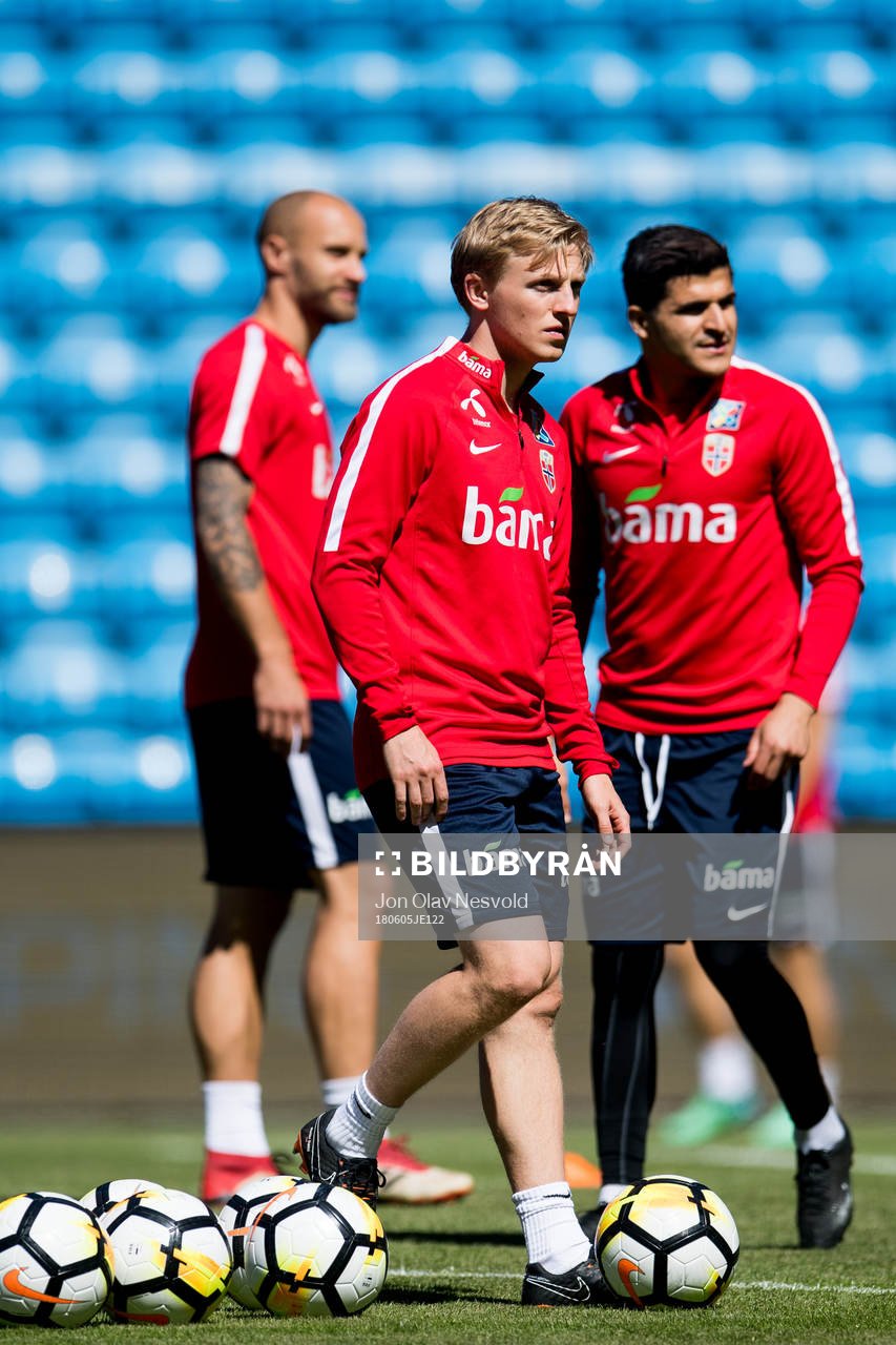 Mats Møller Dæhli and Tarik Elyounoussi of Norway