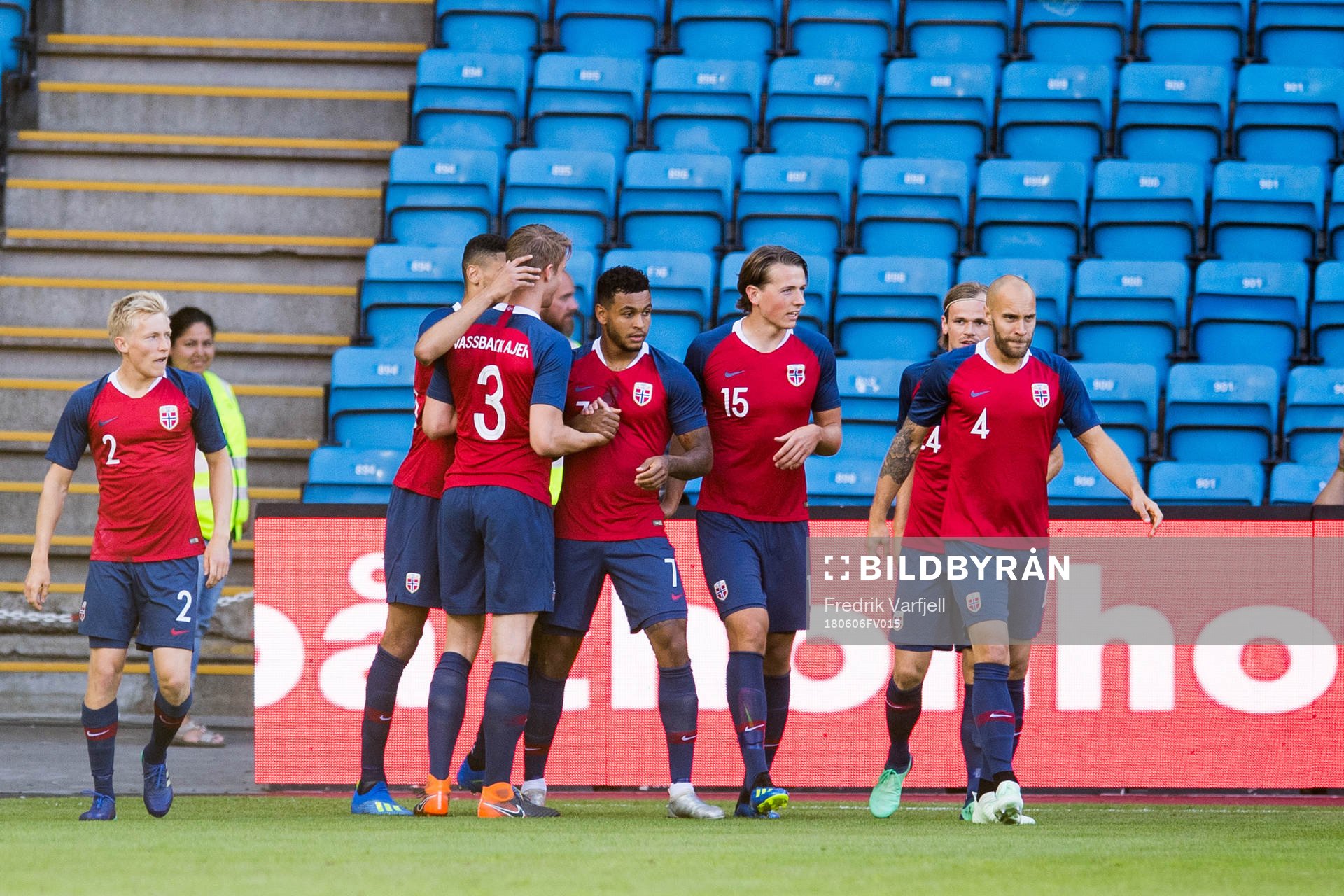 Joshua King of Norway celebrates with teammates