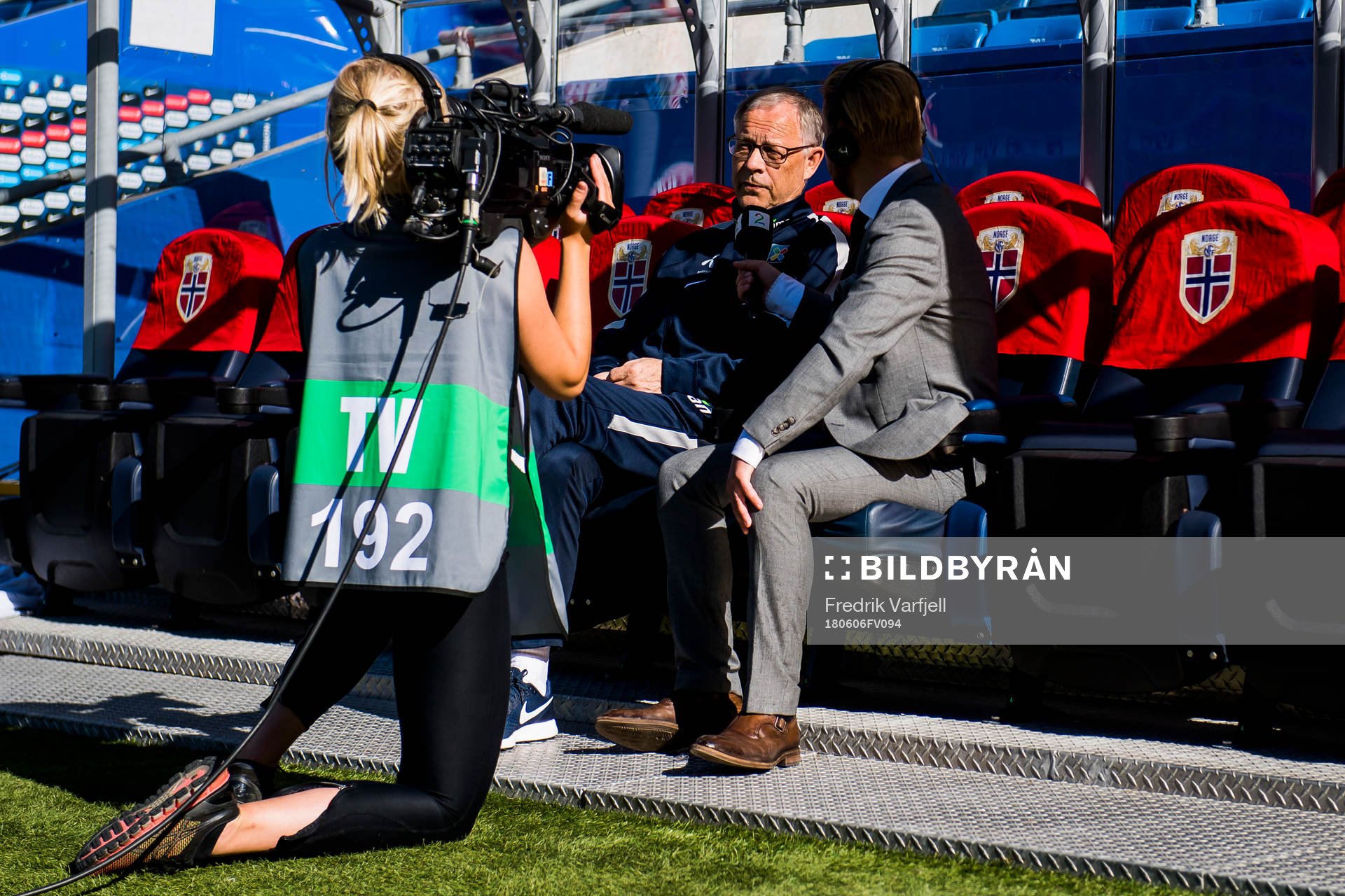 Lars Lagerbäck, head coach of Norway, is been interviewed