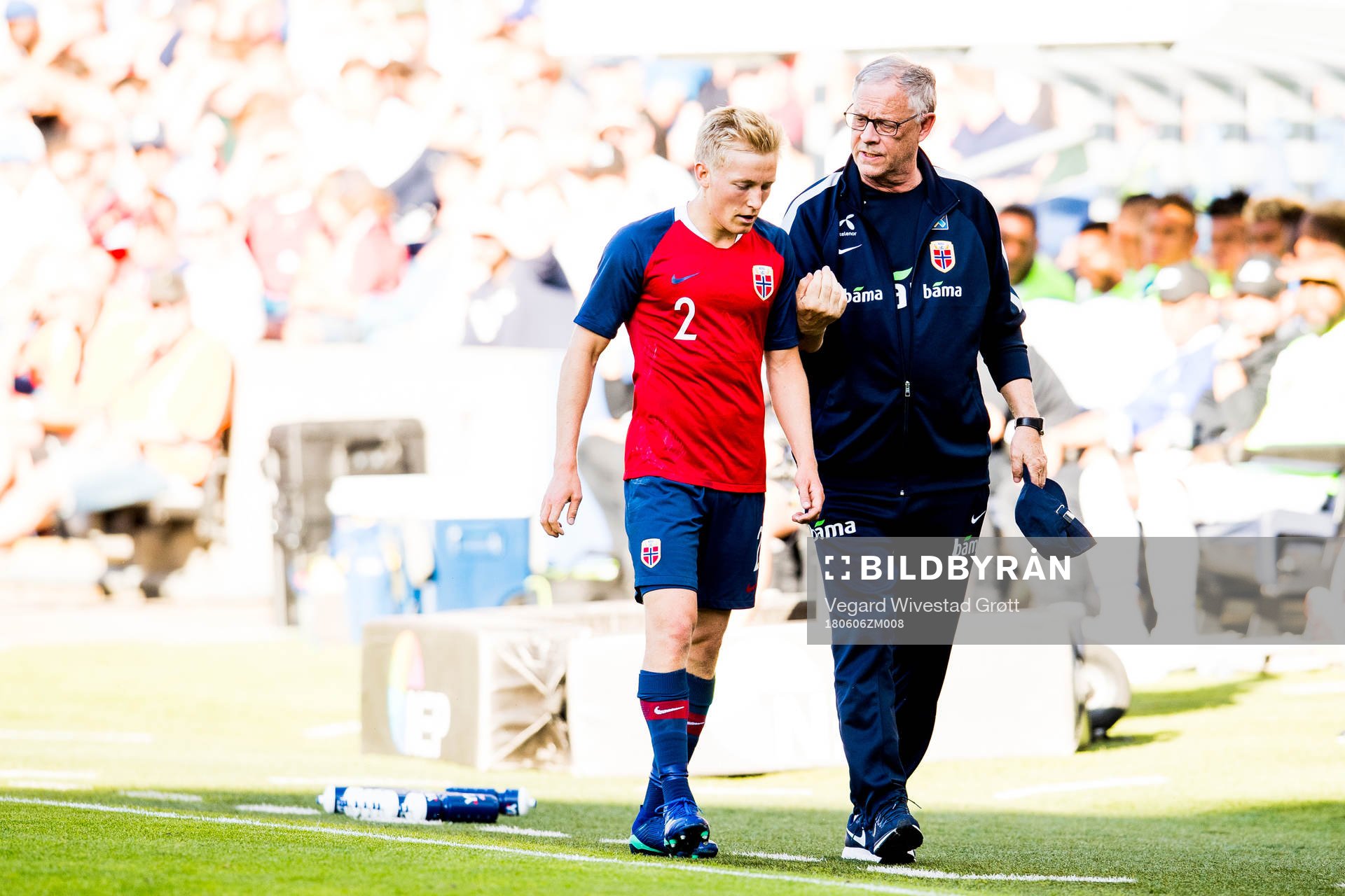 Birger Meling of Norway and Lars Lagerbäck, head coach of