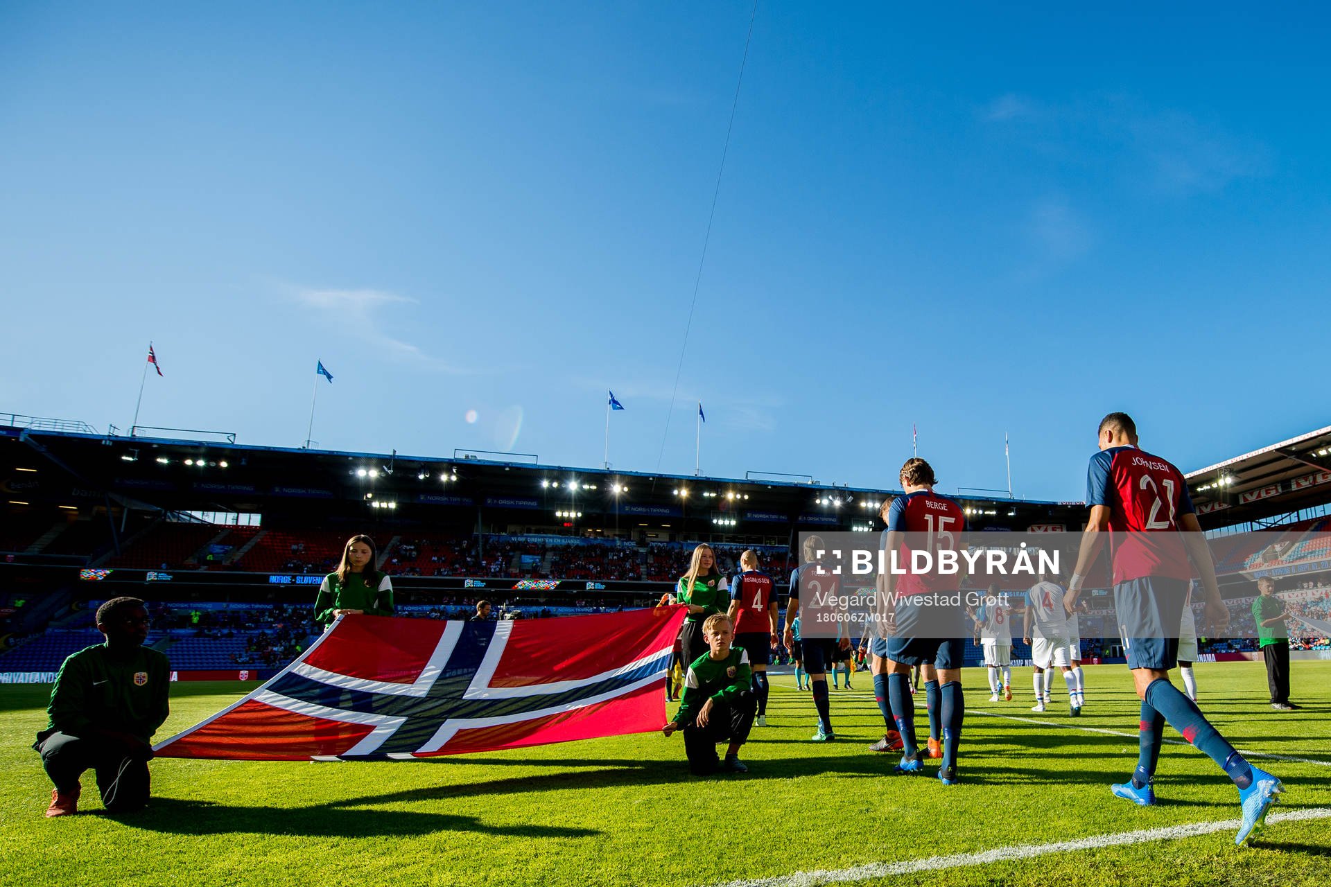 Bjørn Maars Johnsen of Norway enters the pitch
