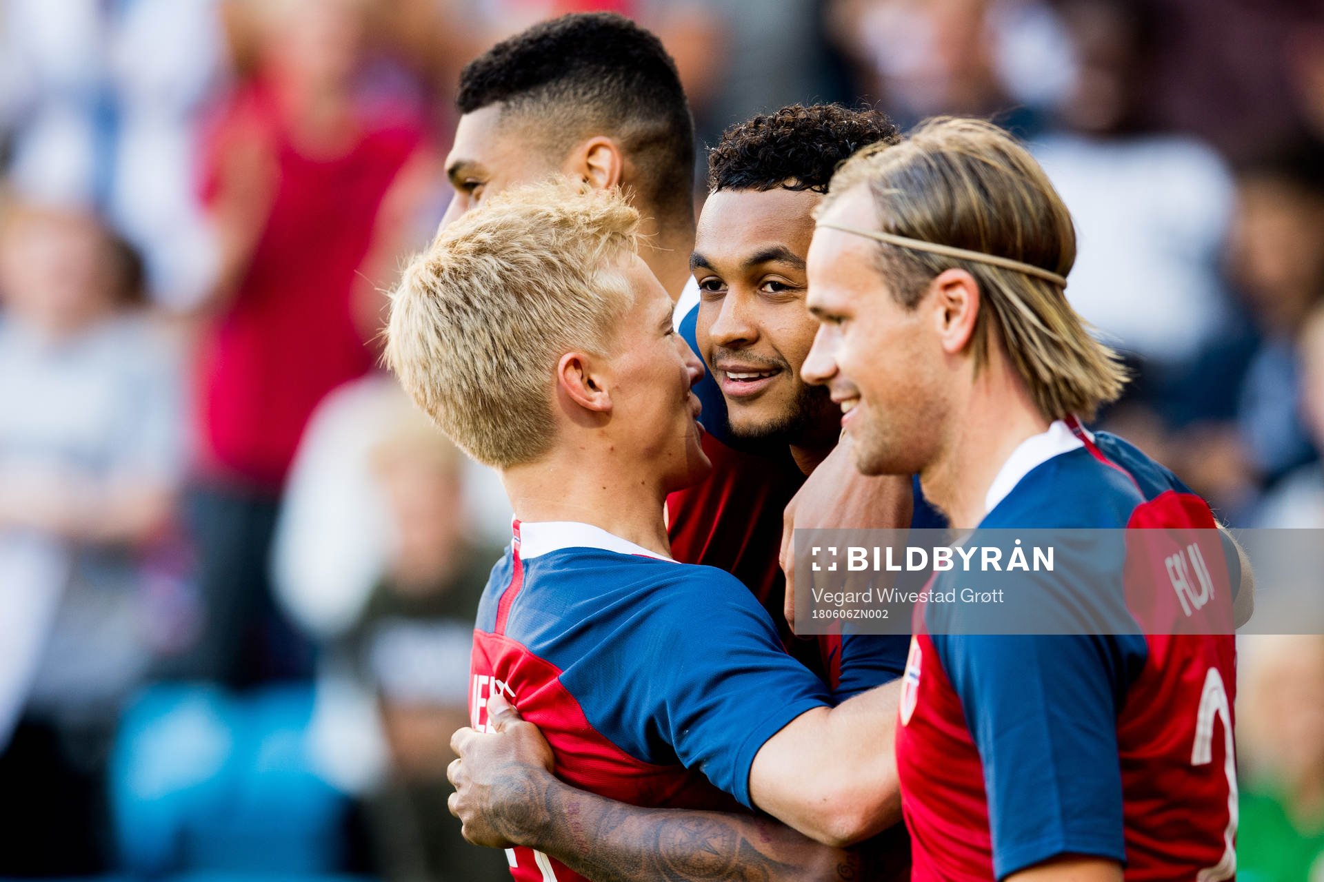 Joshua King of Norway celebrates the 1-0 goal with his