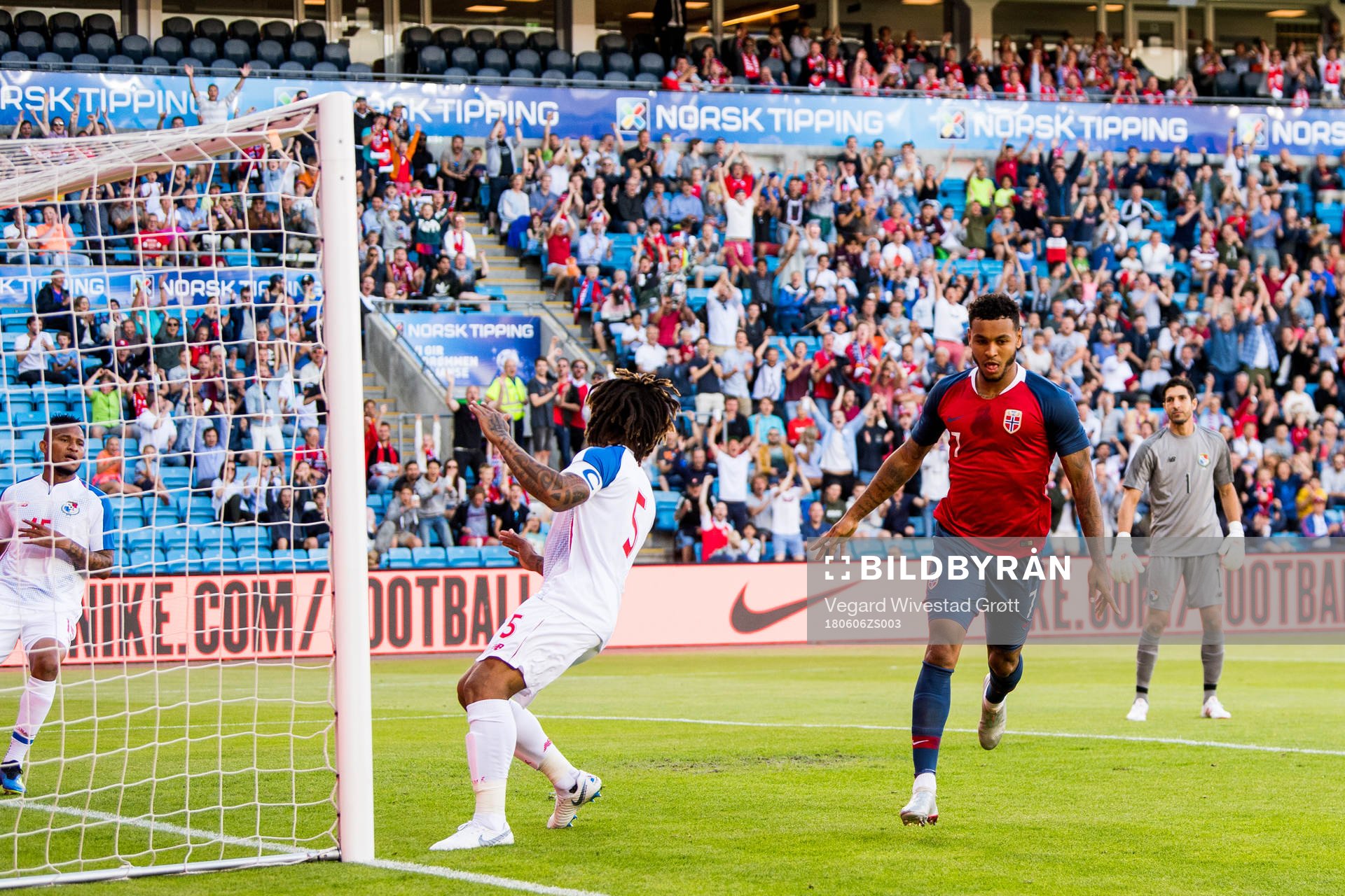 Joshua King of Norway celebrates the 1-0 goal