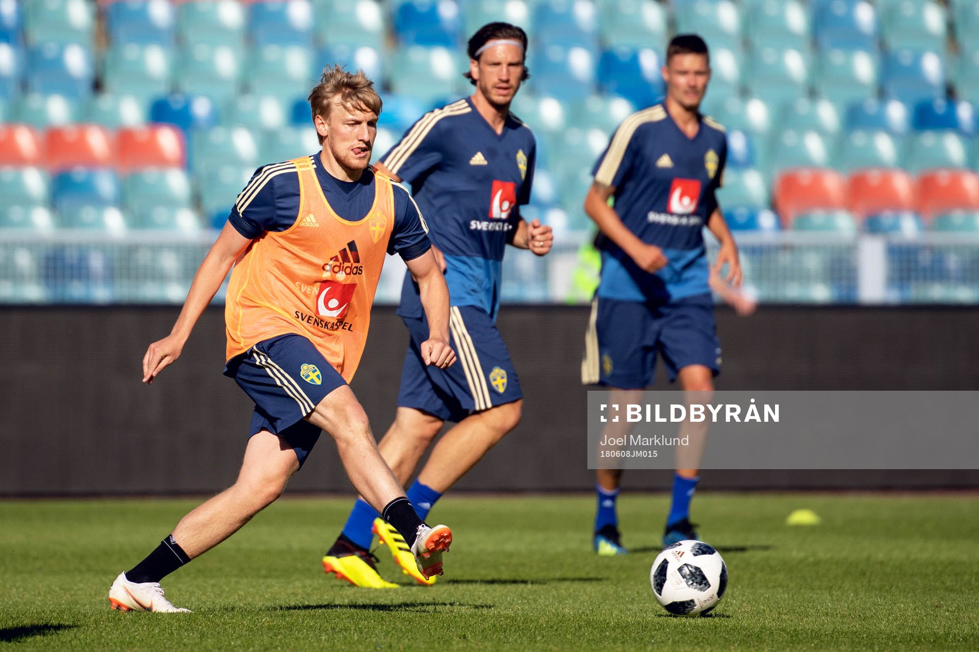 Sveriges Emil Forsberg under Sveriges fotbollslandslags träning den 8 juni 2018 i Göteborg.