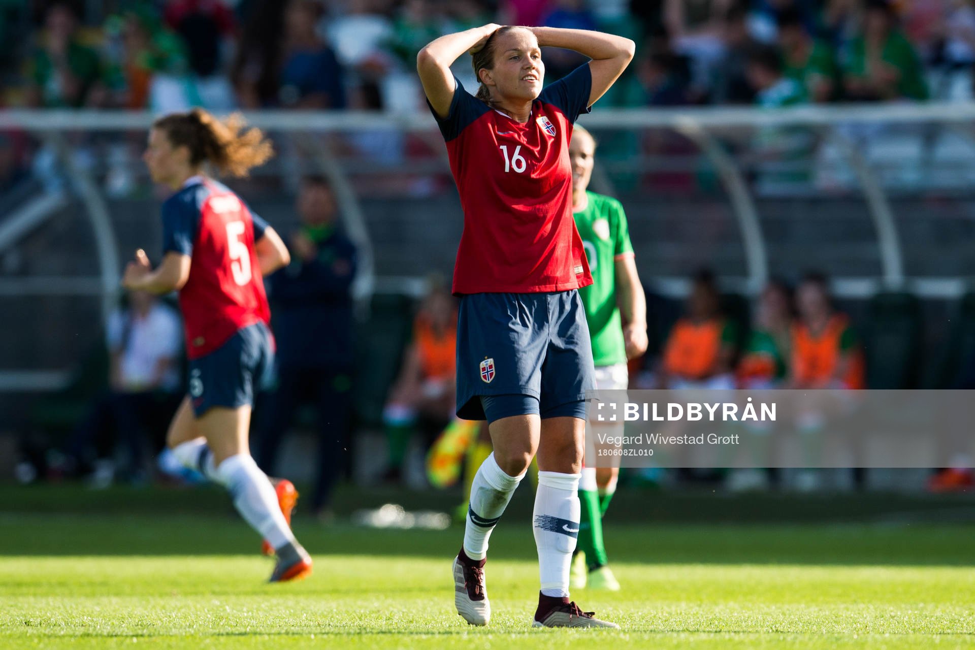 Guro Reiten of Norway reacts