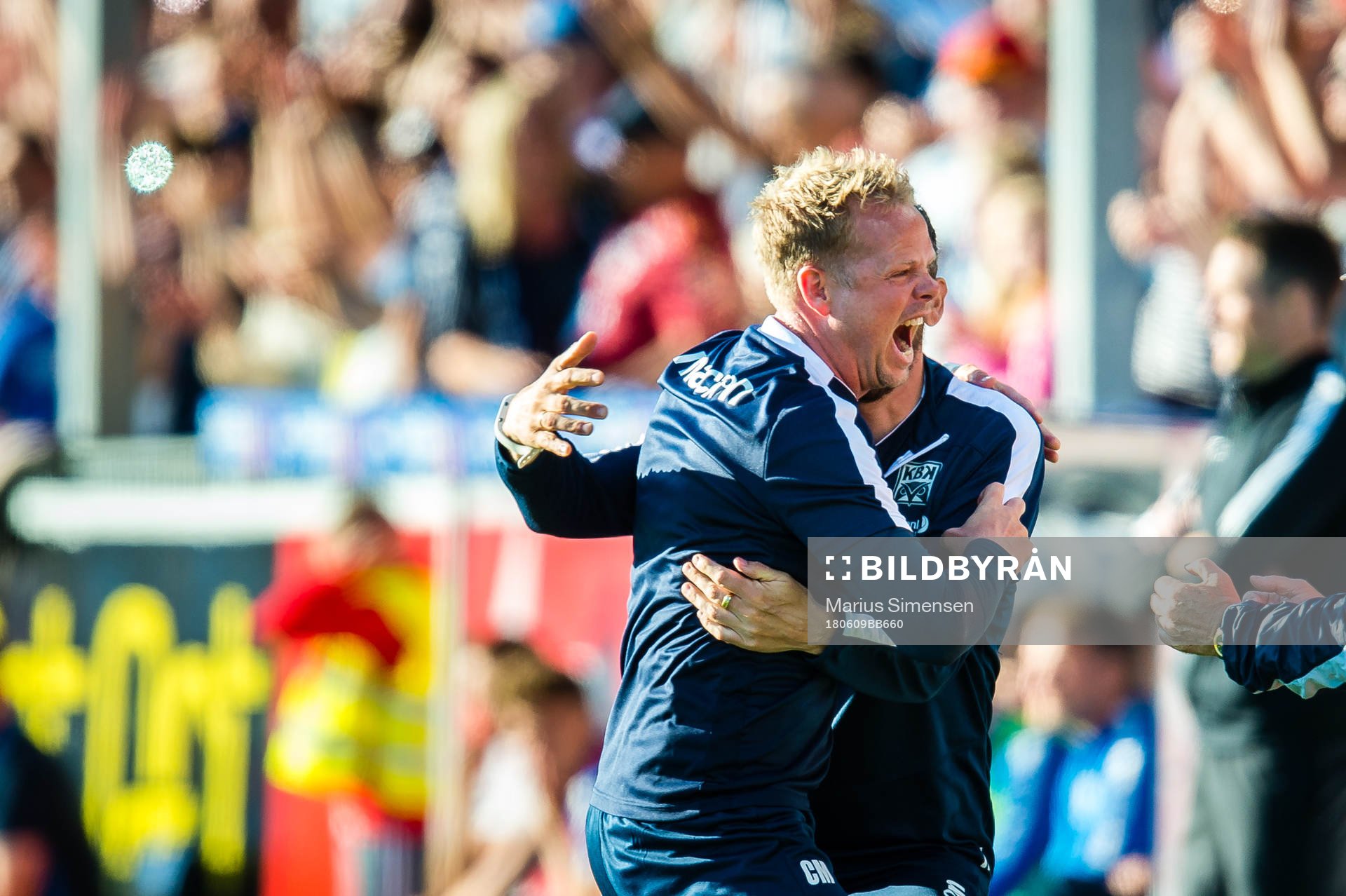 Christian Michelsen, head coach of Kristiansund, celebrates