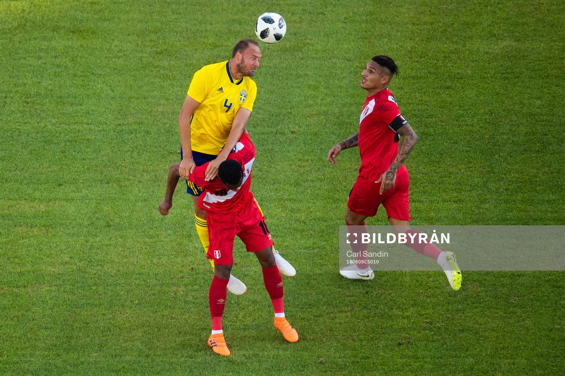 Andreas Granqvist of Sweden competes for the ball with