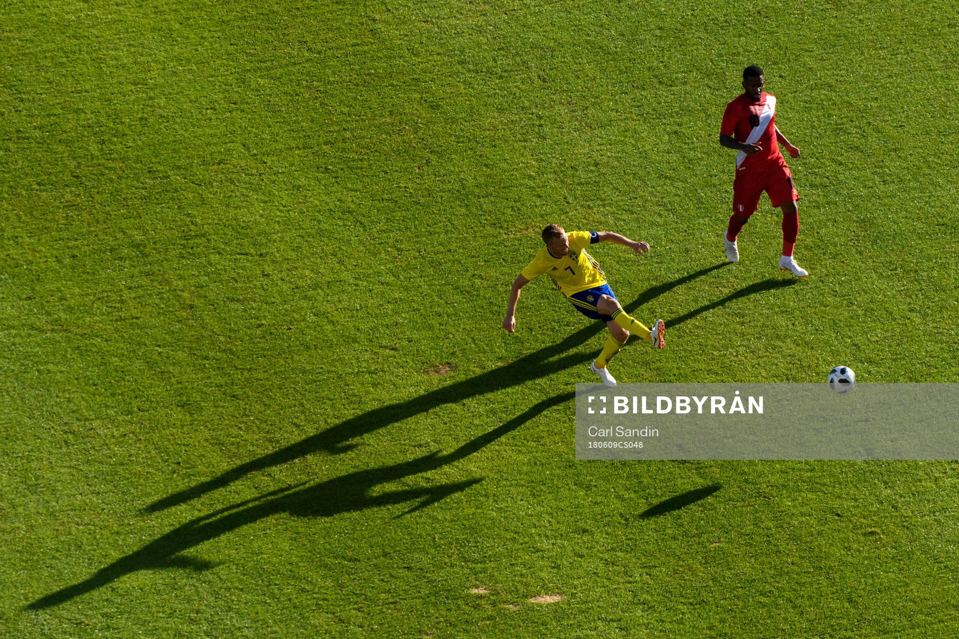 Sebastian Larsson of Sweden and Jefferson Farfan of Peru