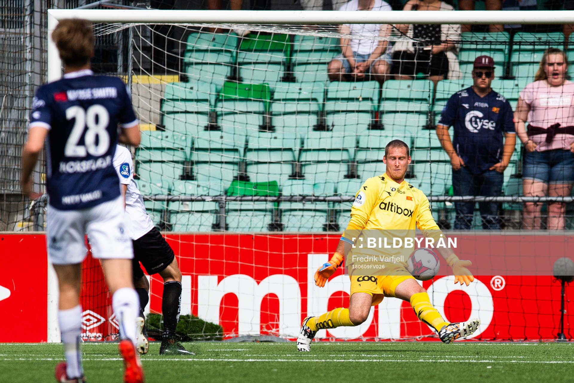 Goalkeeper Iven Austbø of Viking saves a shot from Sigurd