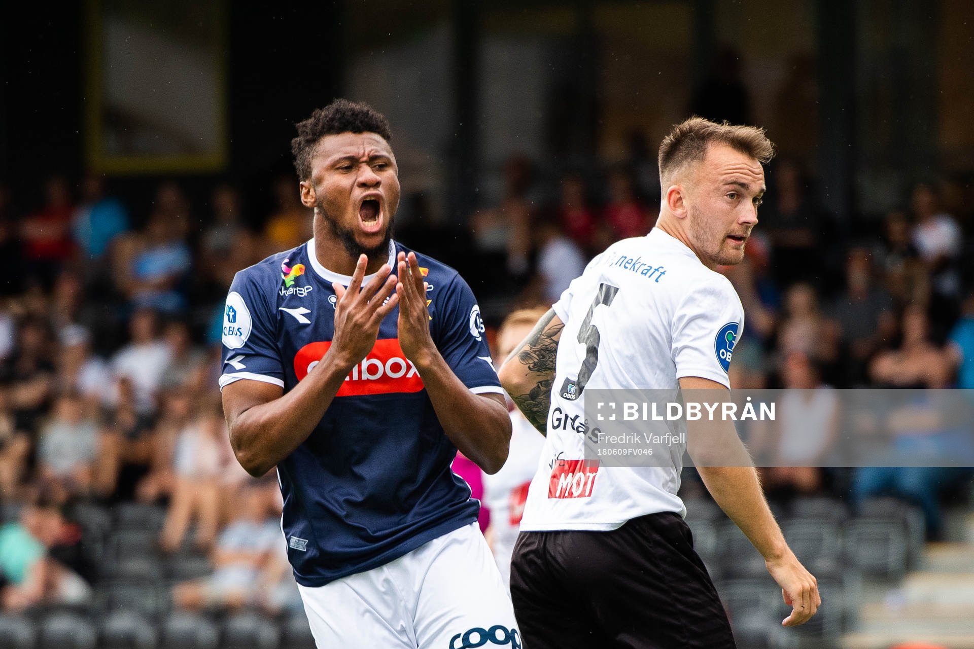 Aniekpeno Udoh of Viking reacts