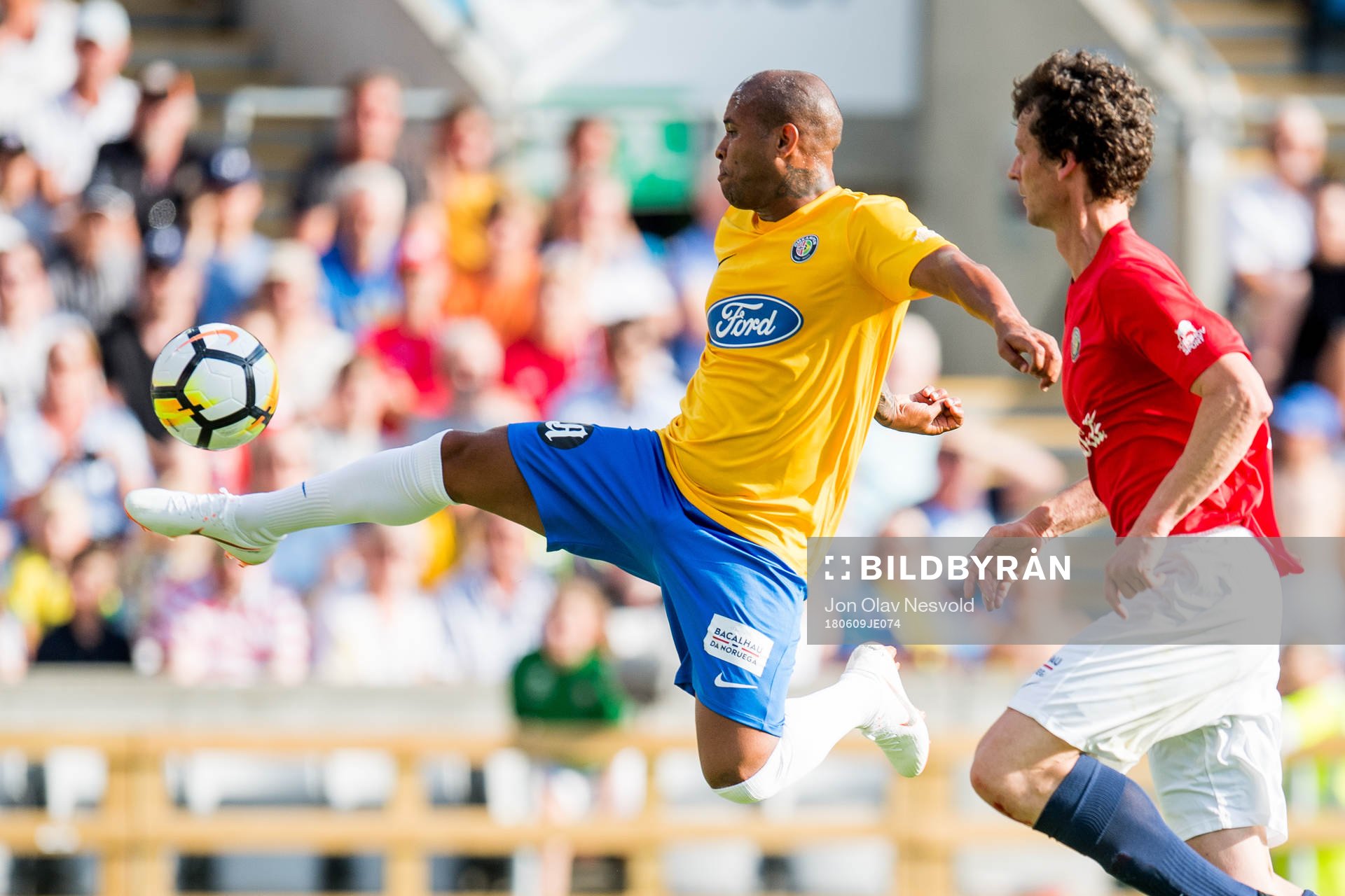Gabriel of Brazil and Dan Eggen of Norway during the Omkampen match between Norway 1998 and Brazil 1998 on June 9, 2018 in Oslo.