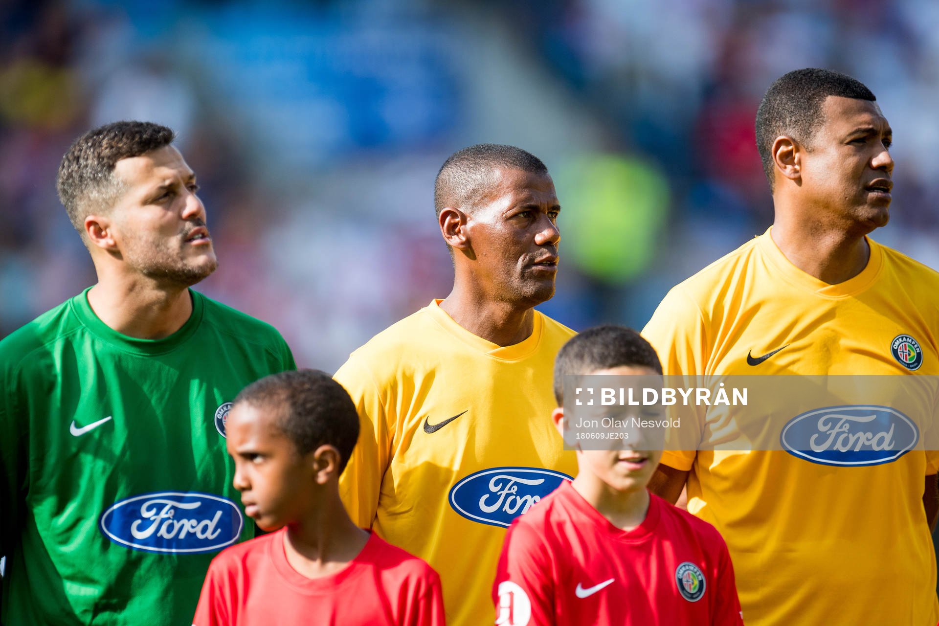 Goalkeeper Julio Cesar, Aldair and Junior Baiano of Brazil