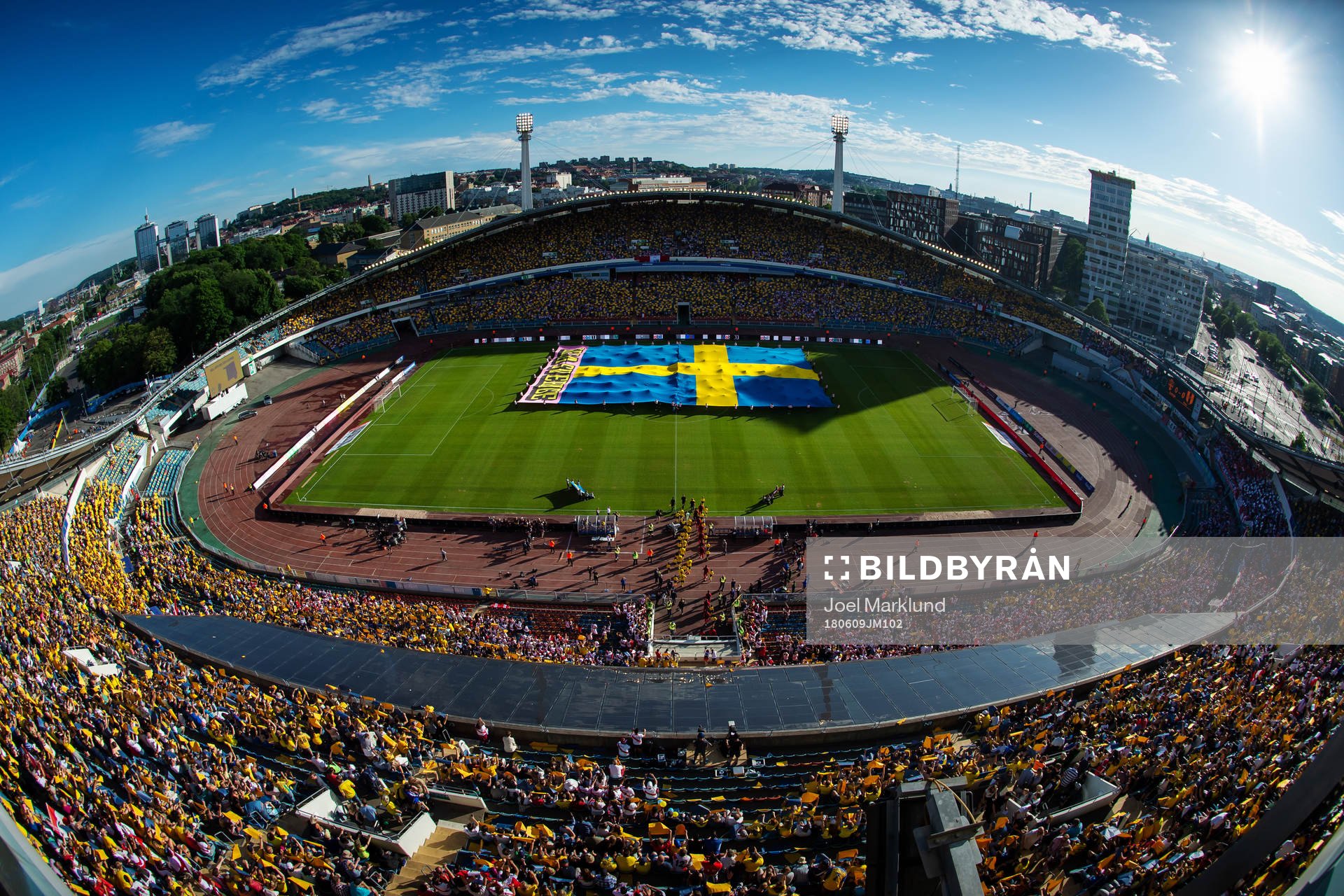 The players make their entrance for the international