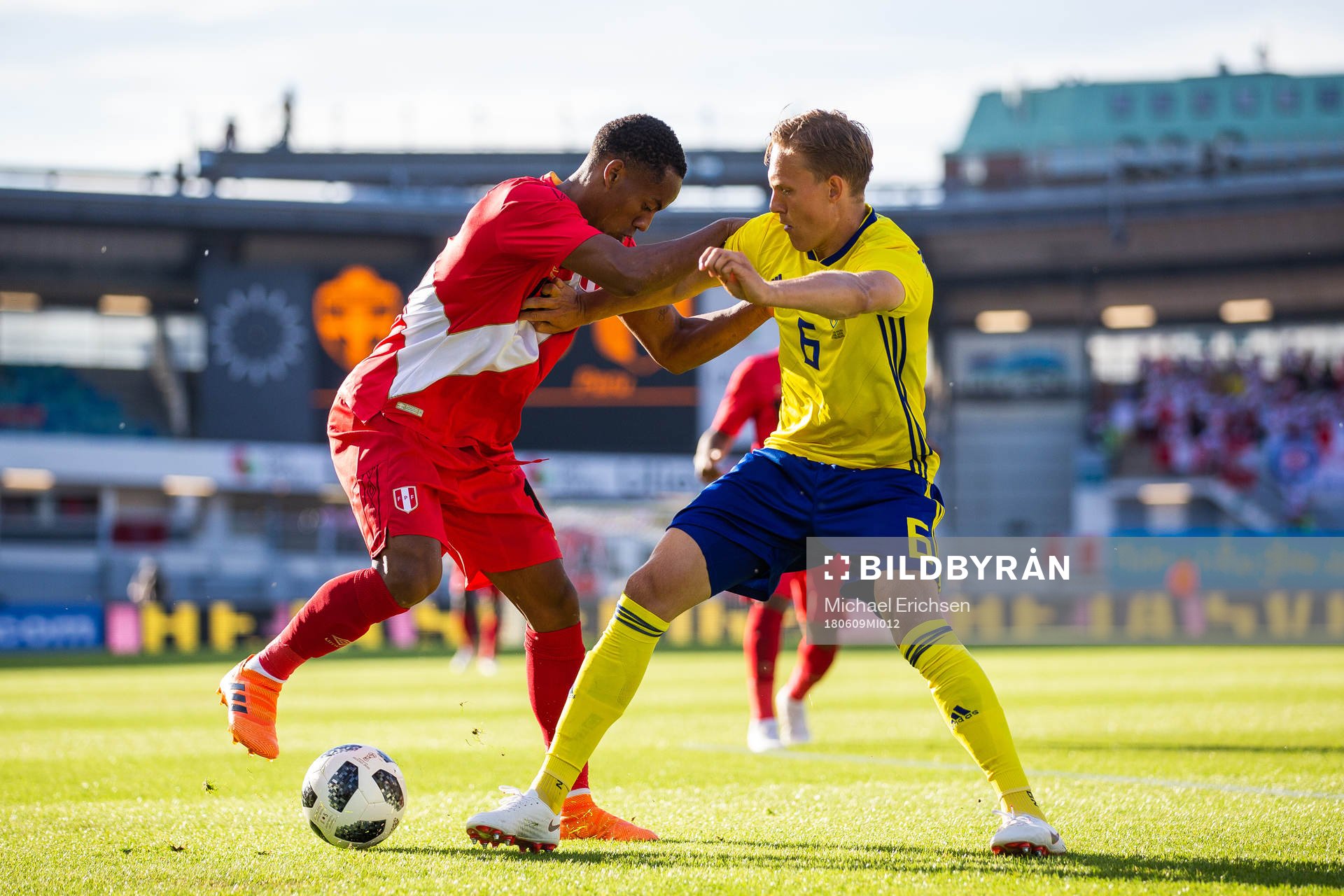 André Carrillo of Peru competes for the ballwith Ludwig