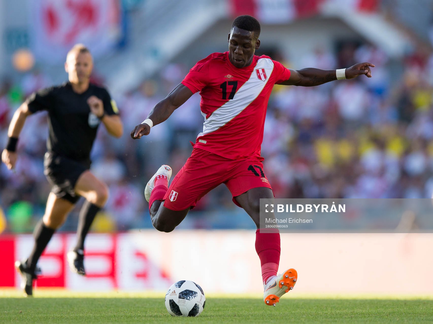 Luis Advincula of Peru during the international friendly football match between Sweden and Peru on June 9, 2017 in Gothenburg.