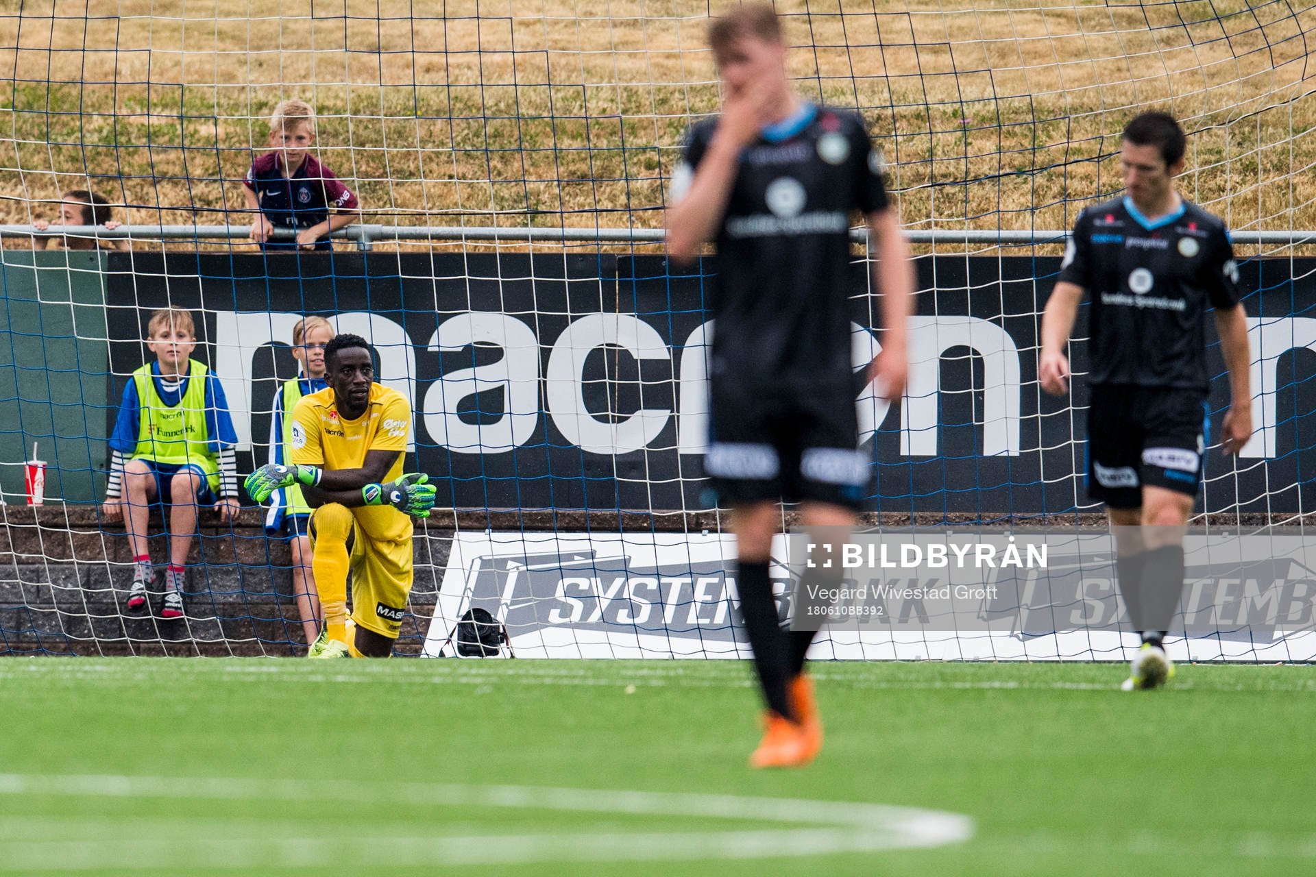 Goalkeeper Arnold Origi of Sandnes Ulf looks dejected