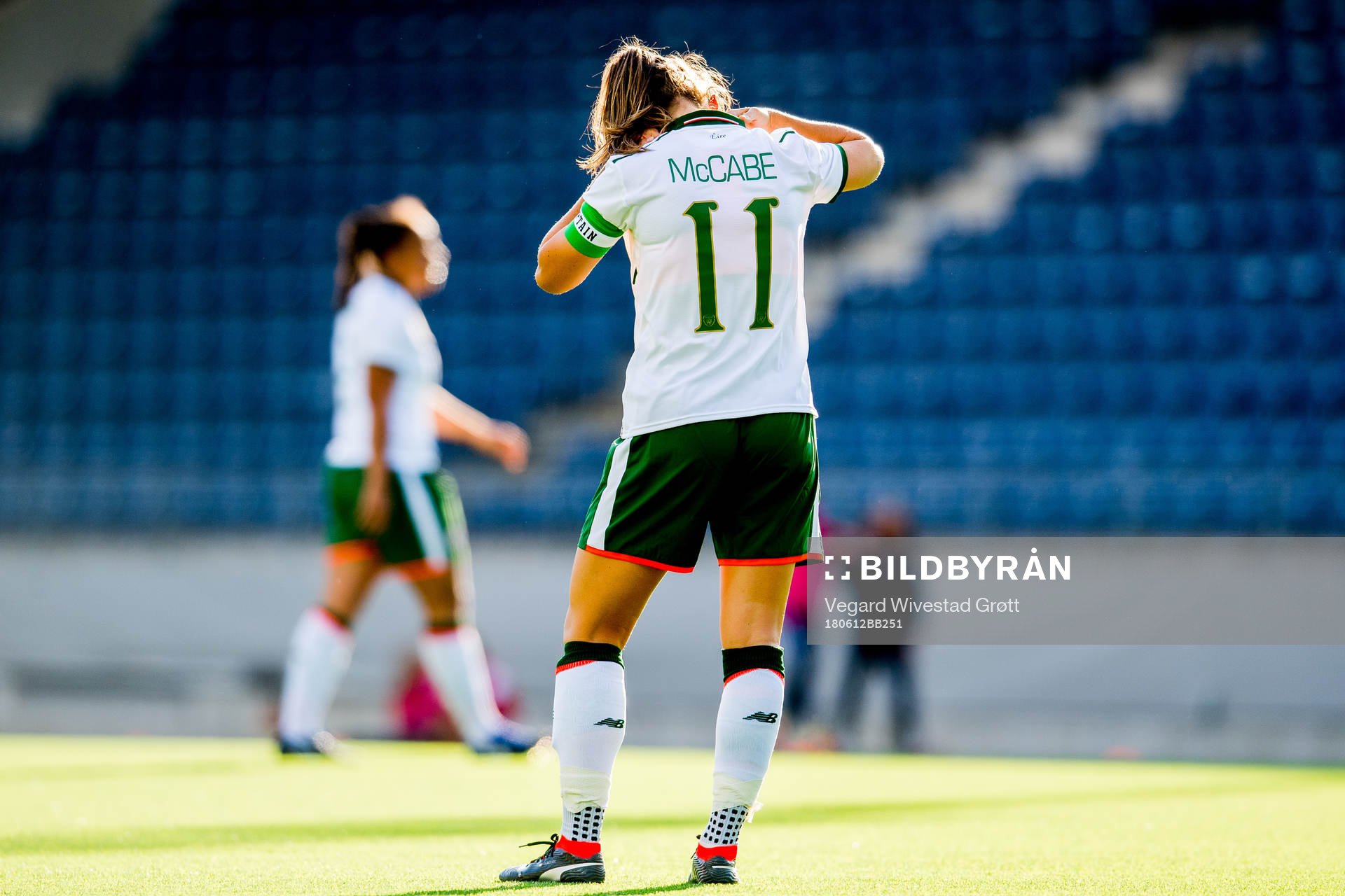 Katie McCabe of Ireland looks dejected