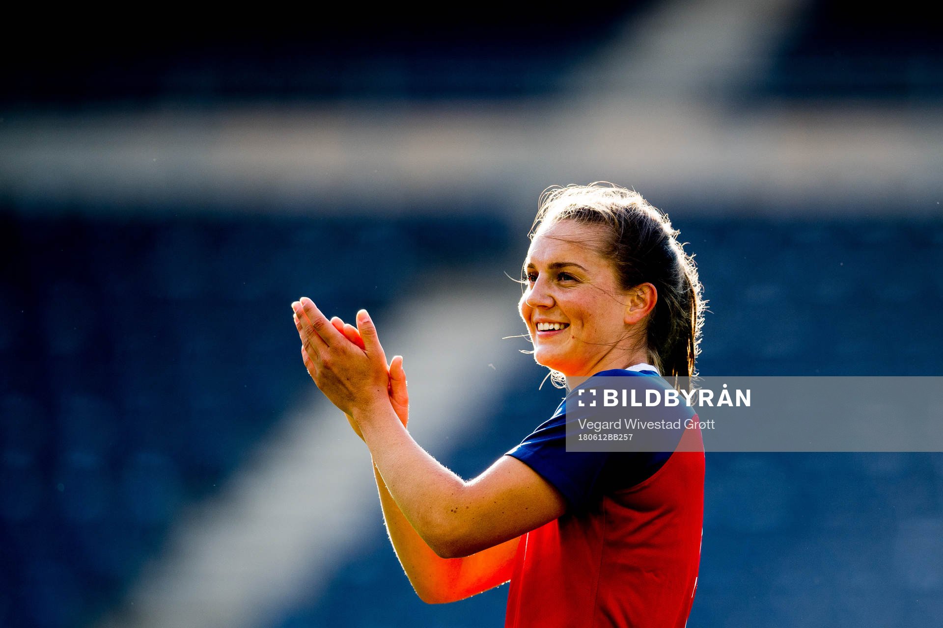 Vilde Bøe Risa of Norway after winning the FIFA Women's World Cup Qualifier match between Norway and the Republic of Ireland on June 12, 2018 in Stavanger.