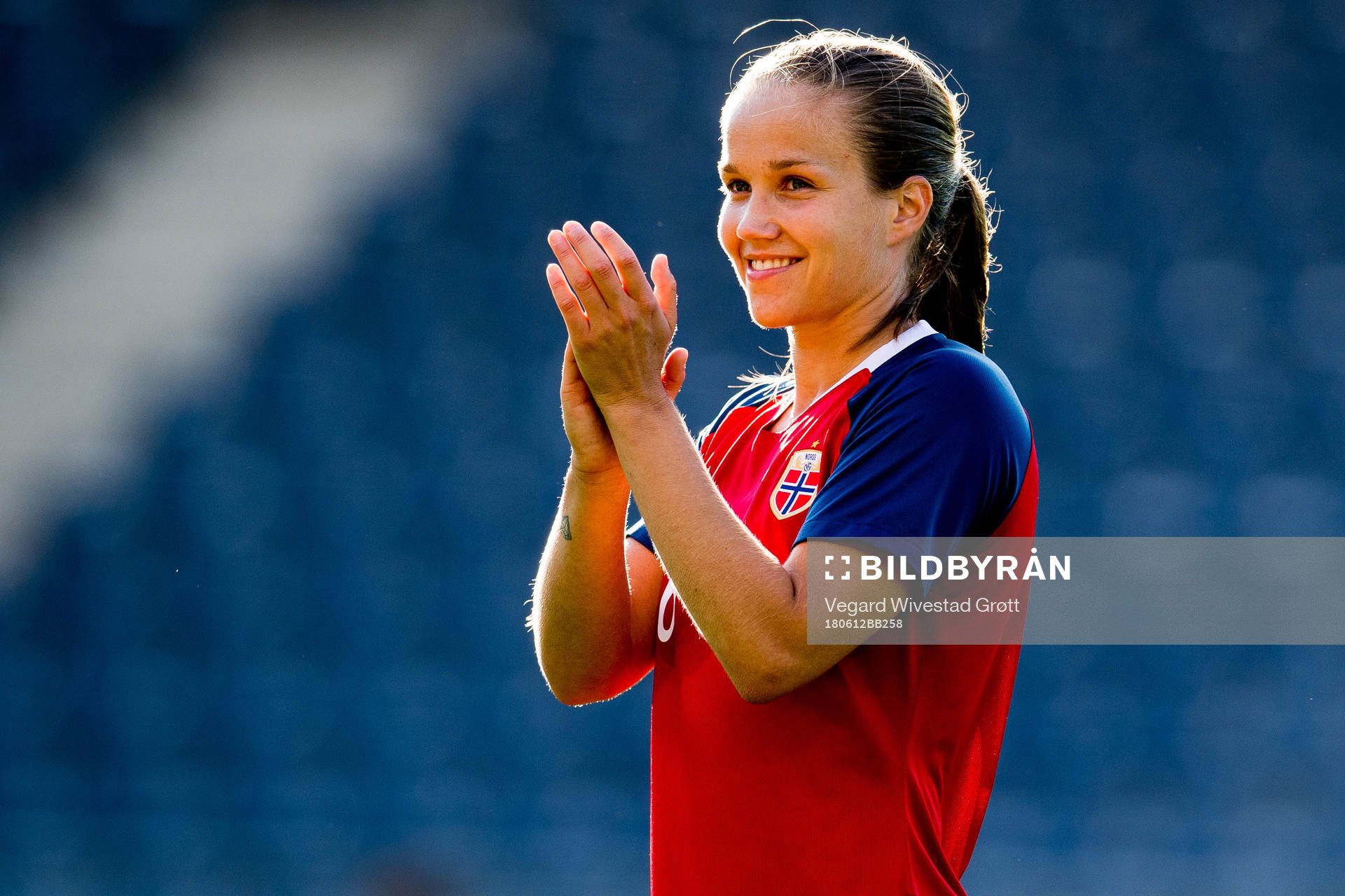 Guro Reiten of Norway after winning the FIFA Women's World Cup Qualifier match between Norway and the Republic of Ireland on June 12, 2018 in Stavanger.