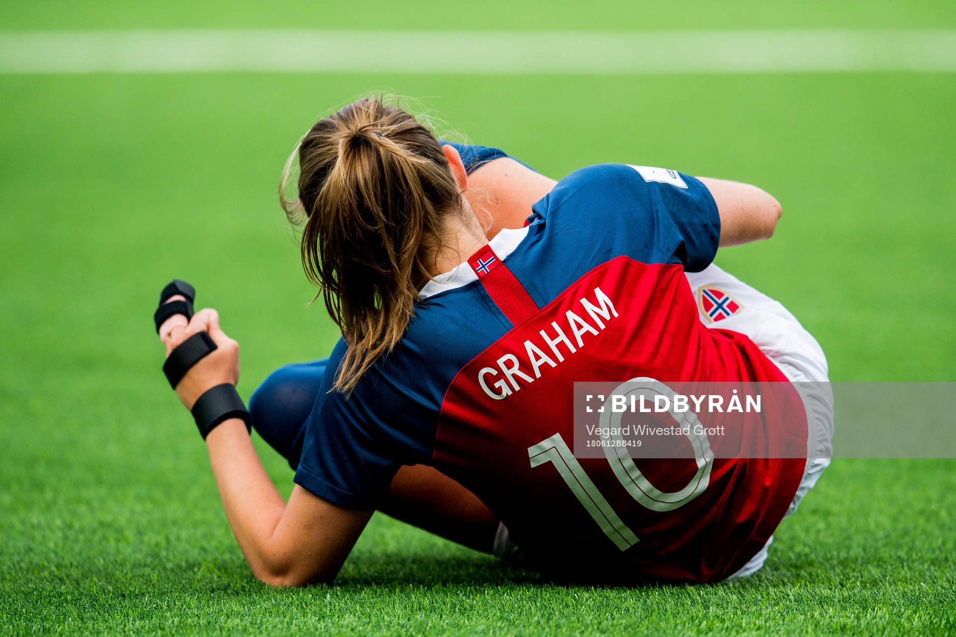 Caroline Graham Hansen of Norway goes down for a penalty