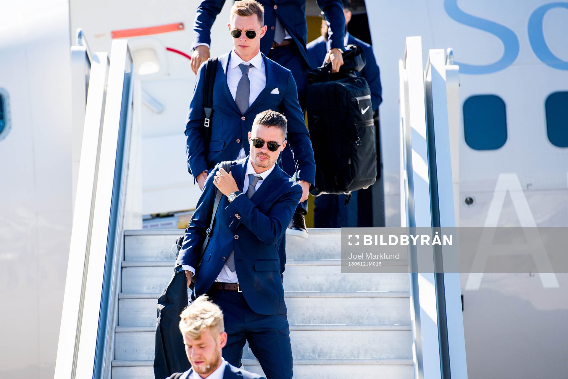 Filip Helander, Mikael Lustig and Emil Krafth of Sweden