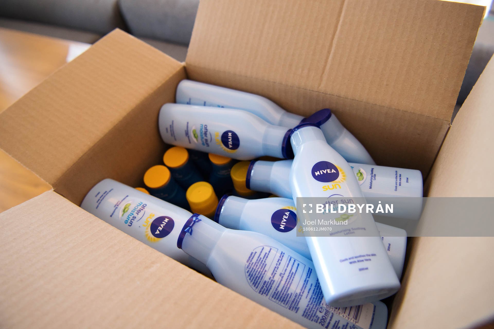 Sunscreen protection bottles at Kempinski Hotel