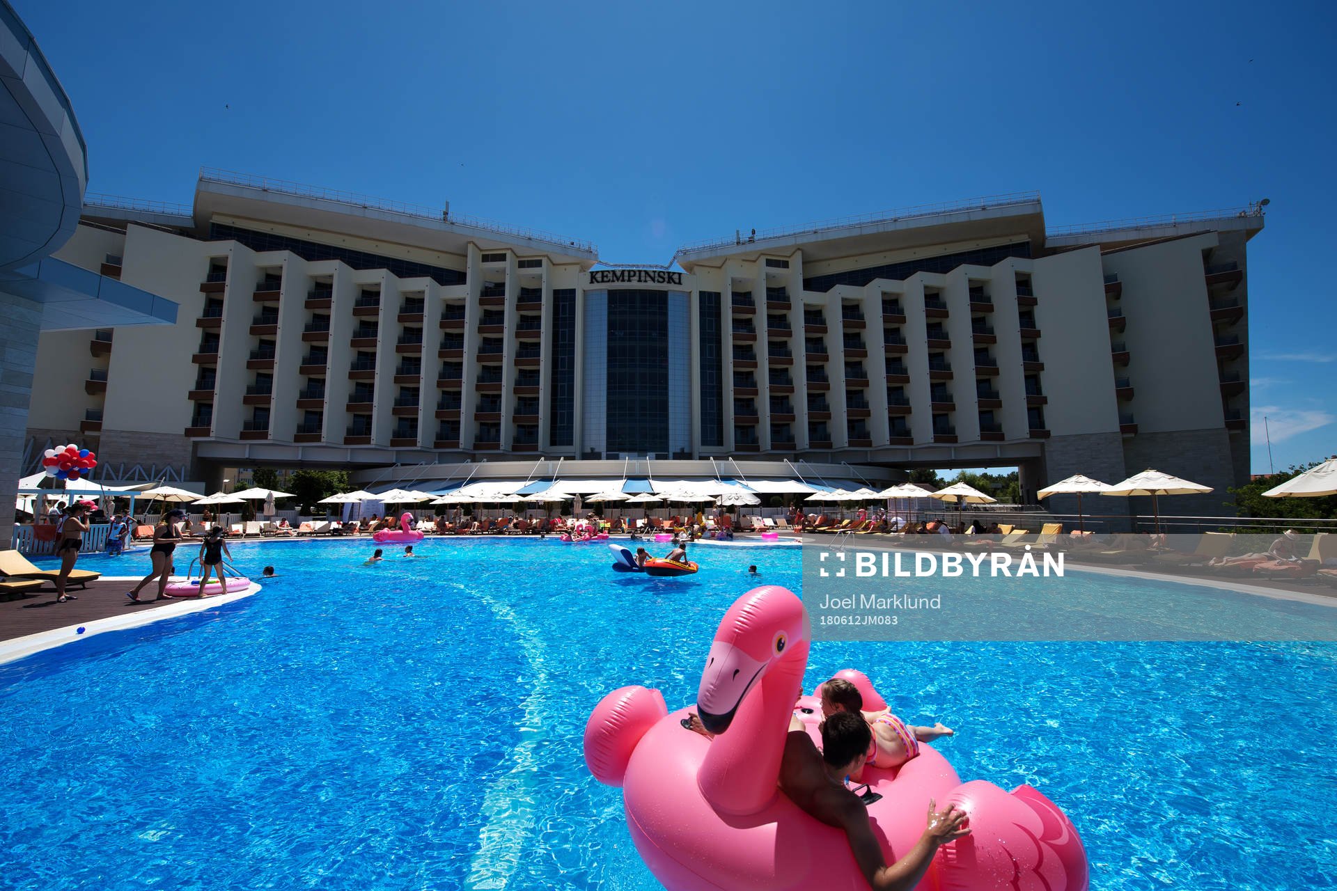 A swimming pool at the Kempinski Hotel