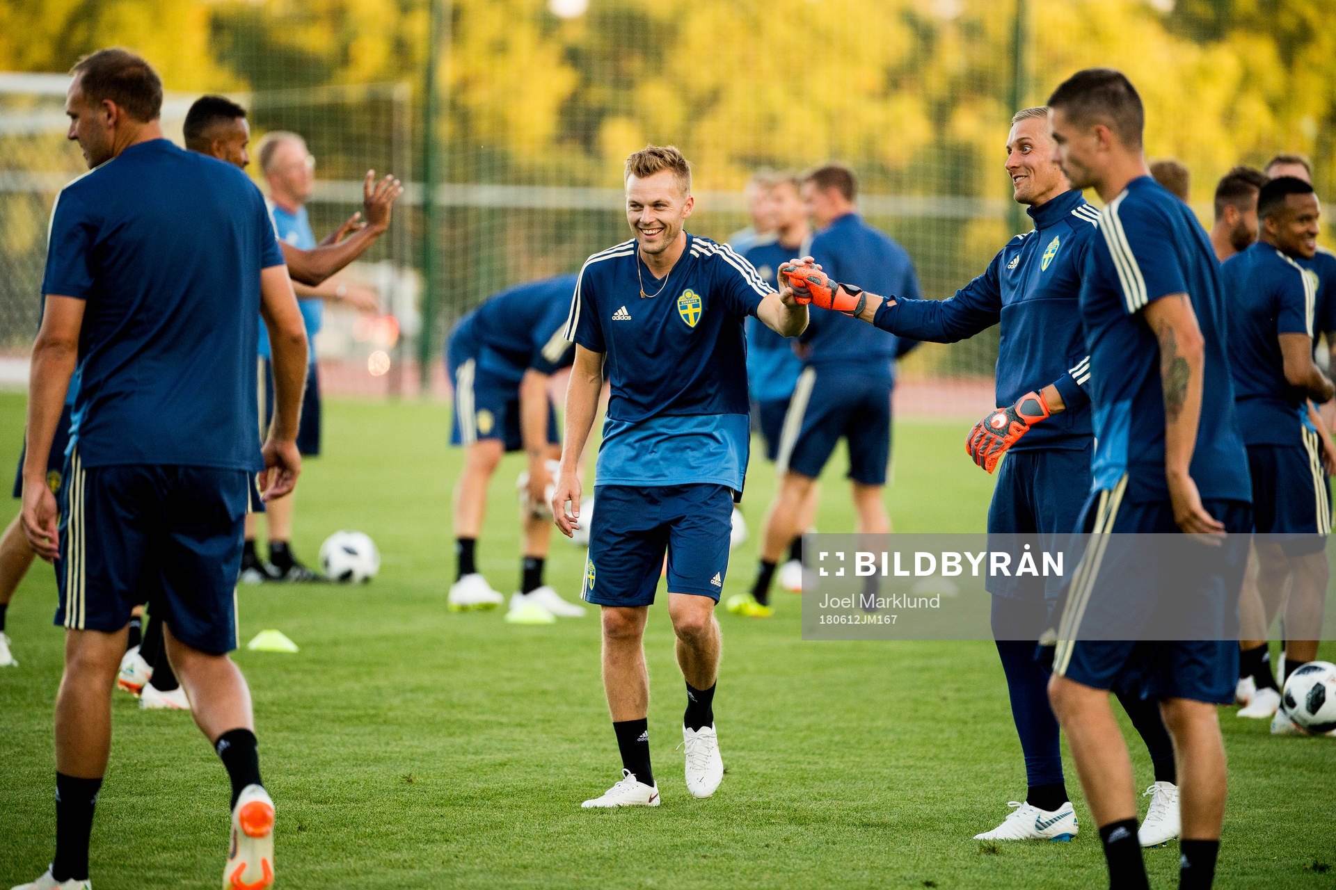 Sebastian Larsson and goalkeeper Karl-Johan Johnsson of the