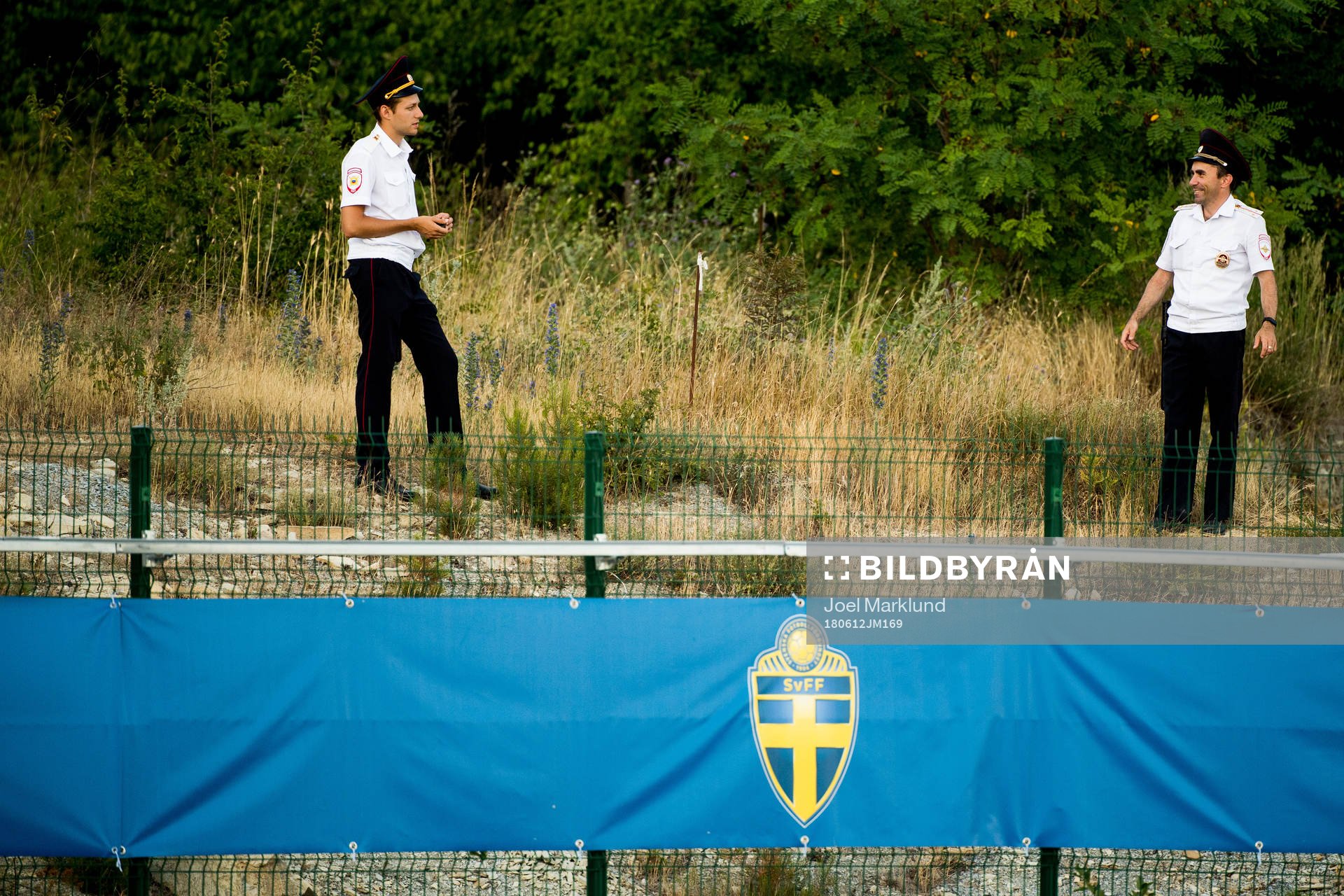 Guards watching the Swedish national football team