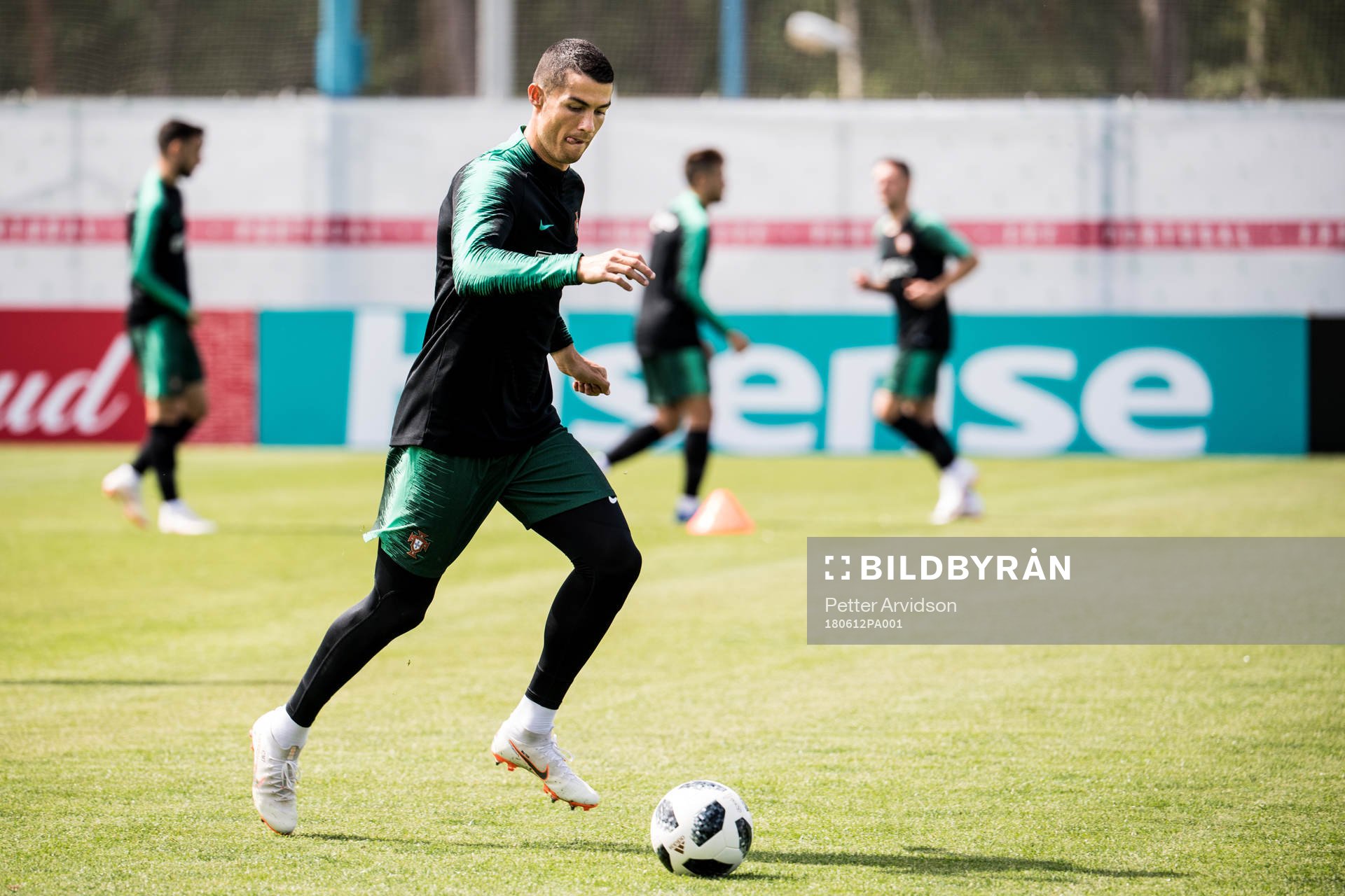 Cristiano Ronaldo of Portugal during a training session ahead of the 2018 FIFA World Cup on June 12, 2018 in Moscow.