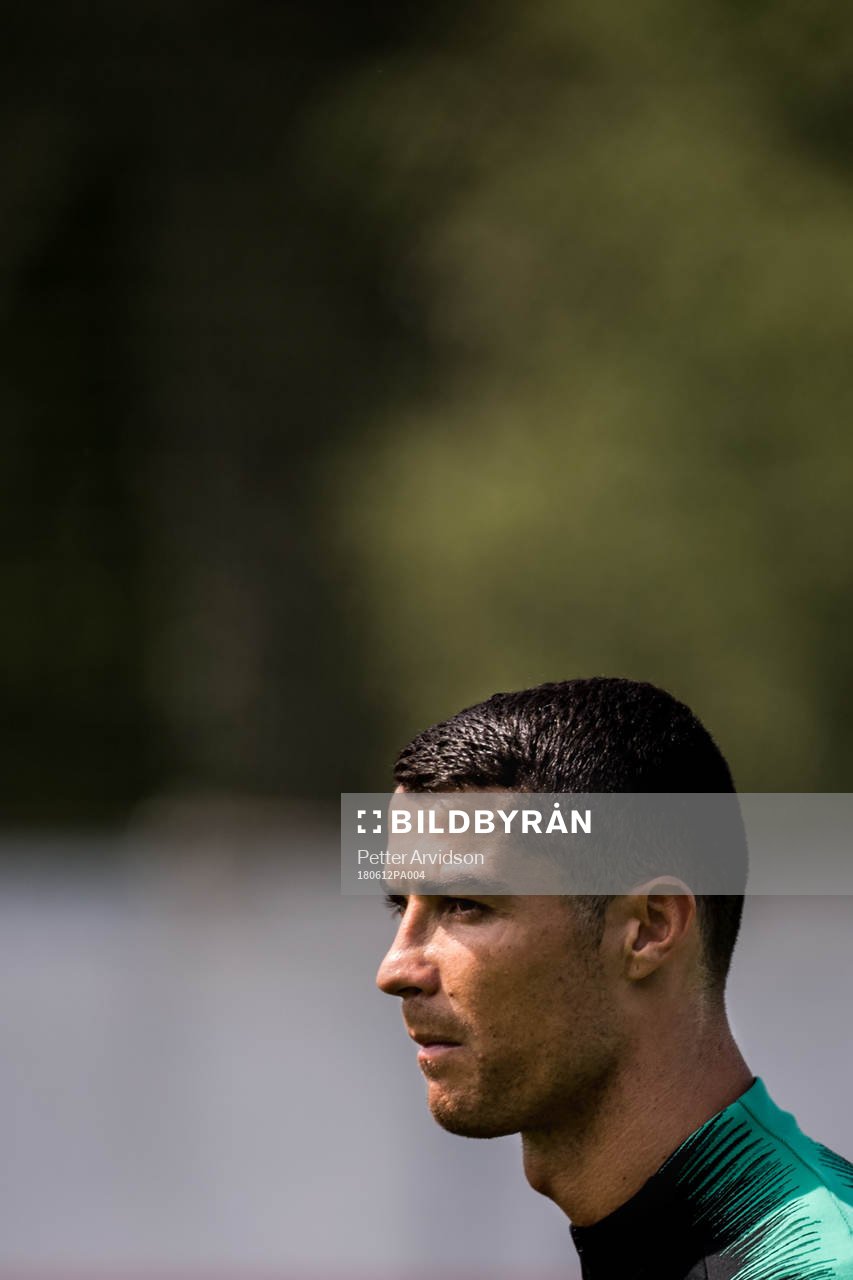 Cristiano Ronaldo of Portugal during a training session ahead of the 2018 FIFA World Cup on June 12, 2018 in Moscow.