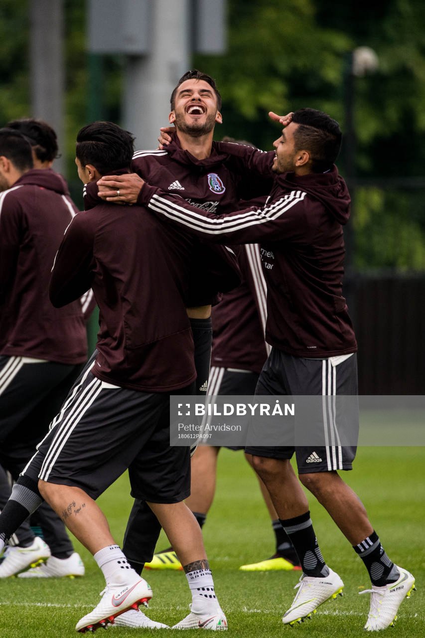 Diego Reyes of Mexico during a practice session ahead of the 2018 FIFA World Cup on June 12, 2018 in Moscow.