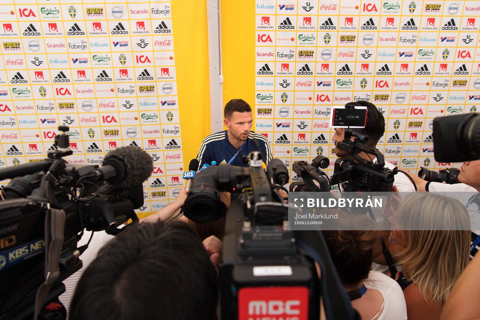 Marcus Berg of the Swedish national football team is being