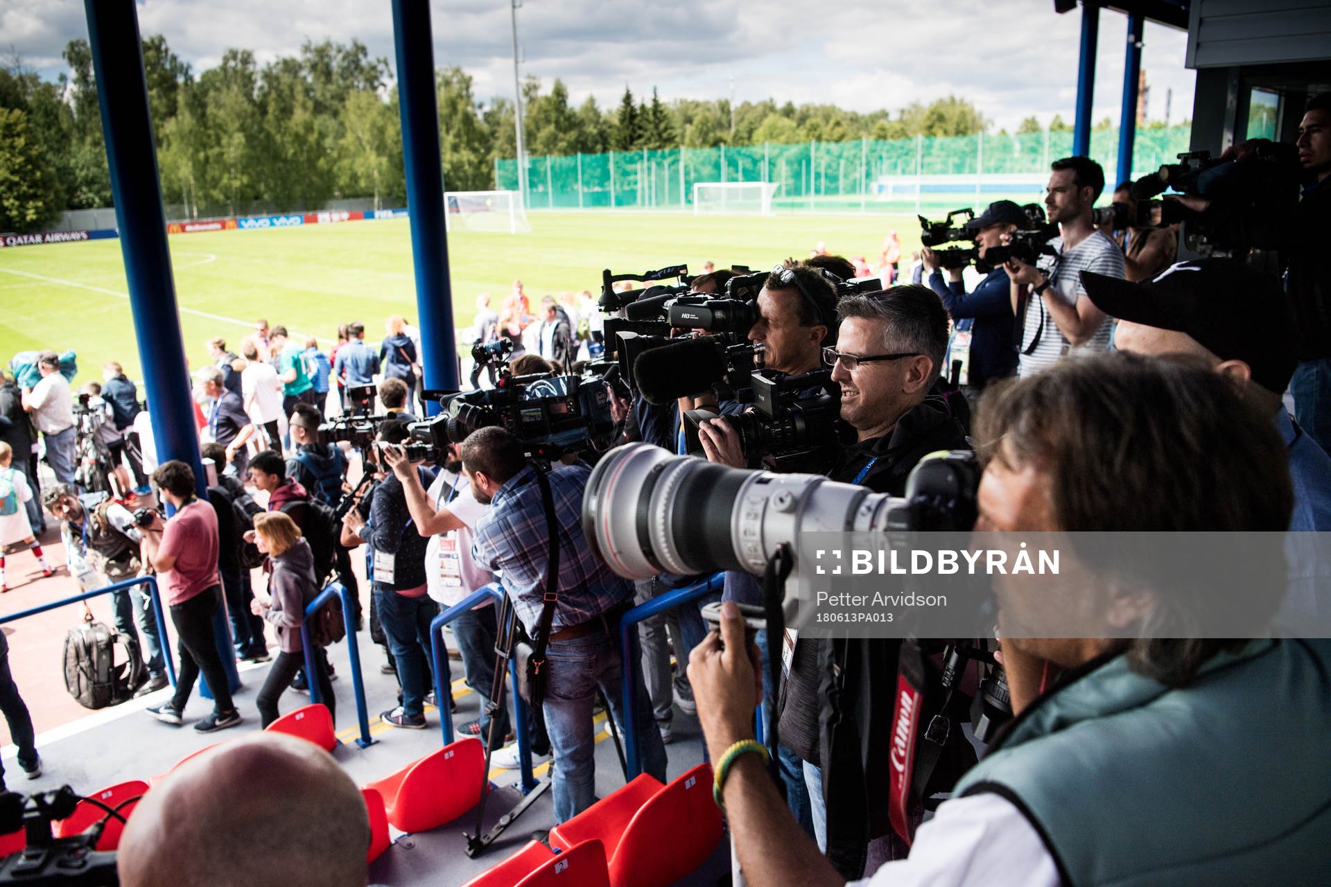 Media cover the training session of Portugal ahead of the 2018 FIFA World Cup on June 13, 2018 in Moscow.