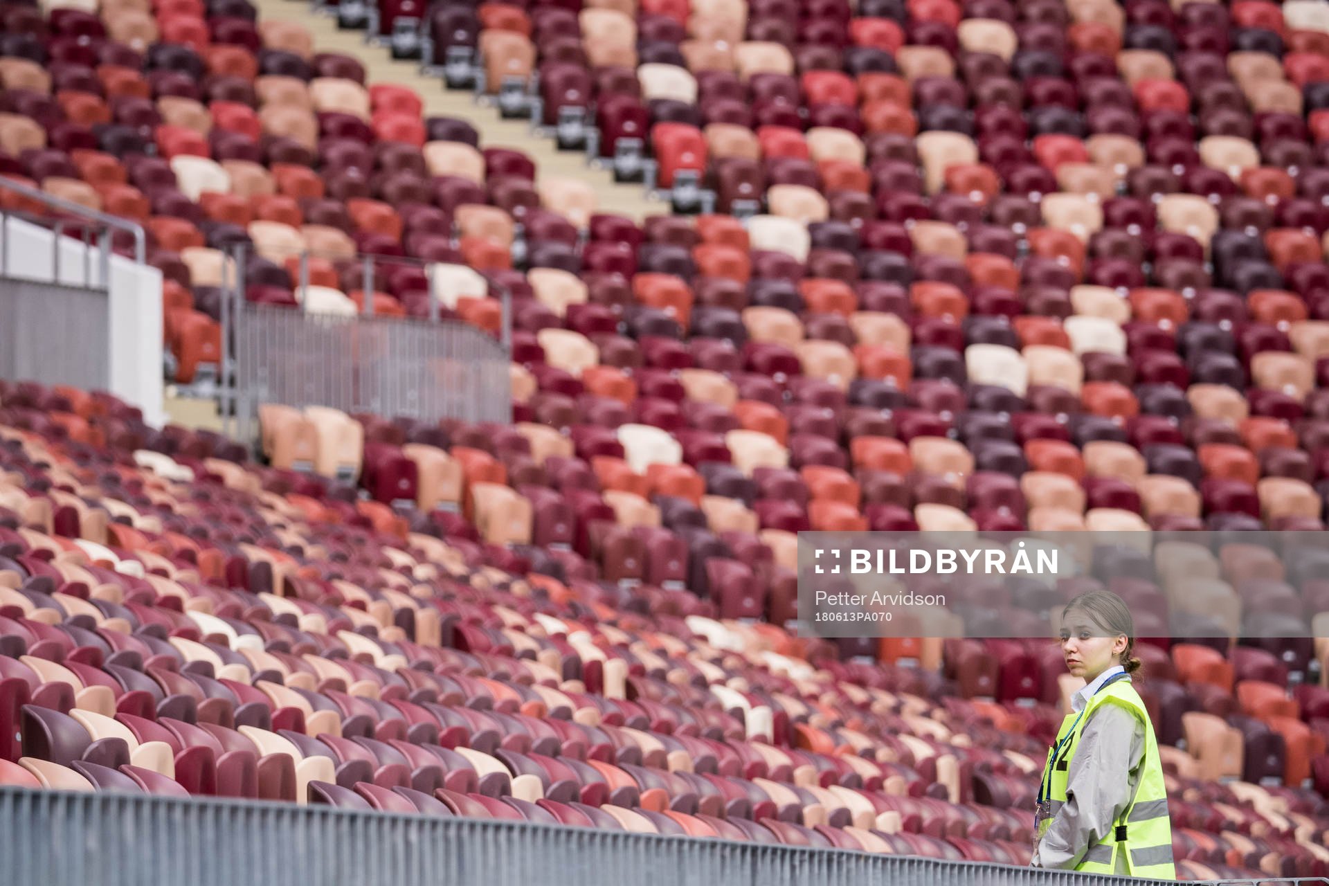 A security guard in the stands