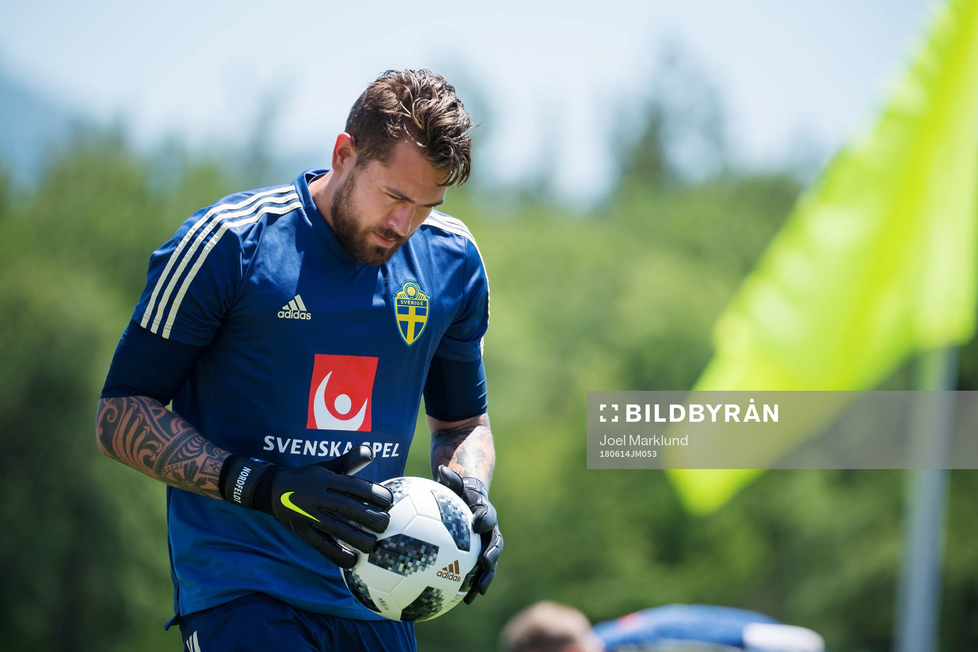Goalkeeper Kristoffer Nordfeldt of the Swedish national