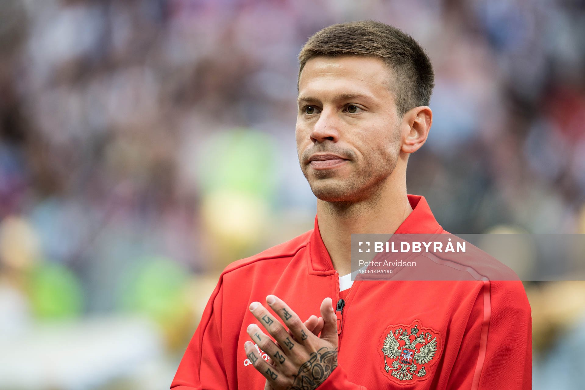 Fedor Smolov of Russia prior the FIFA World Cup group stage