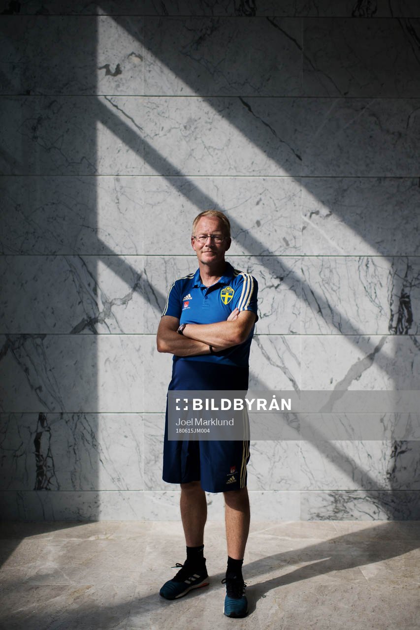 Lars Jacobsson poses for a portrait at a press event with